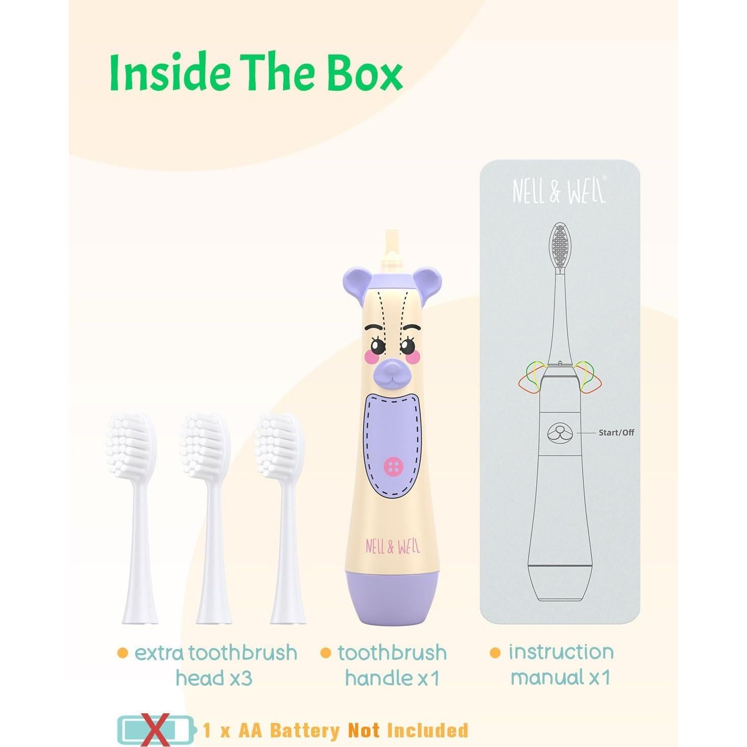 Cepillo de Dientes Eléctrico NELL&WELL para Niños IPX7