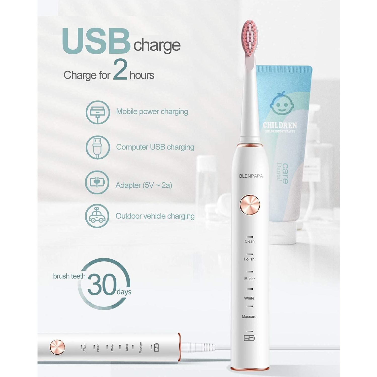 Cepillo de Dientes Eléctrico Sonic Blenpapa XM-801 38000 VPM