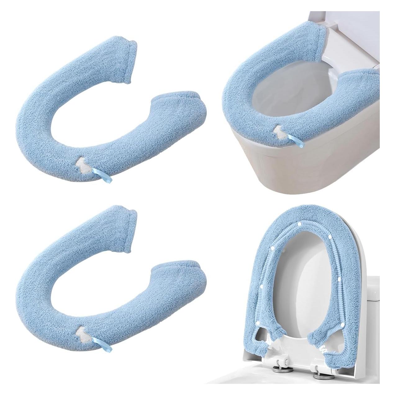 Funda Calentadora de Asiento de Inodoro HADEEONG Azul