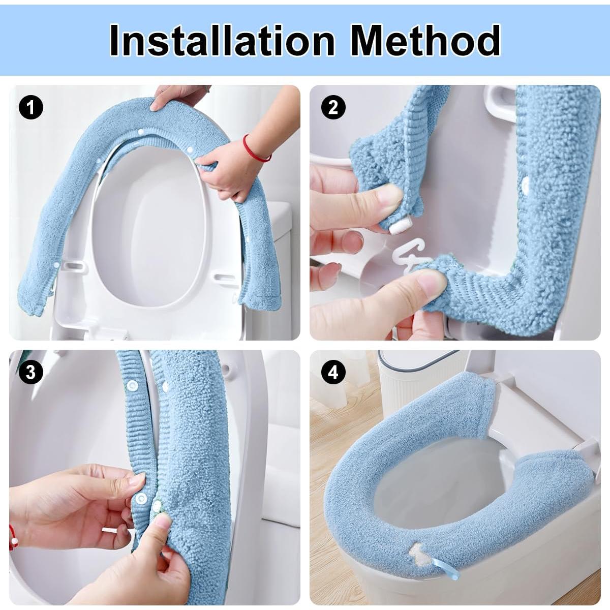 Funda Calentadora de Asiento de Inodoro HADEEONG Azul