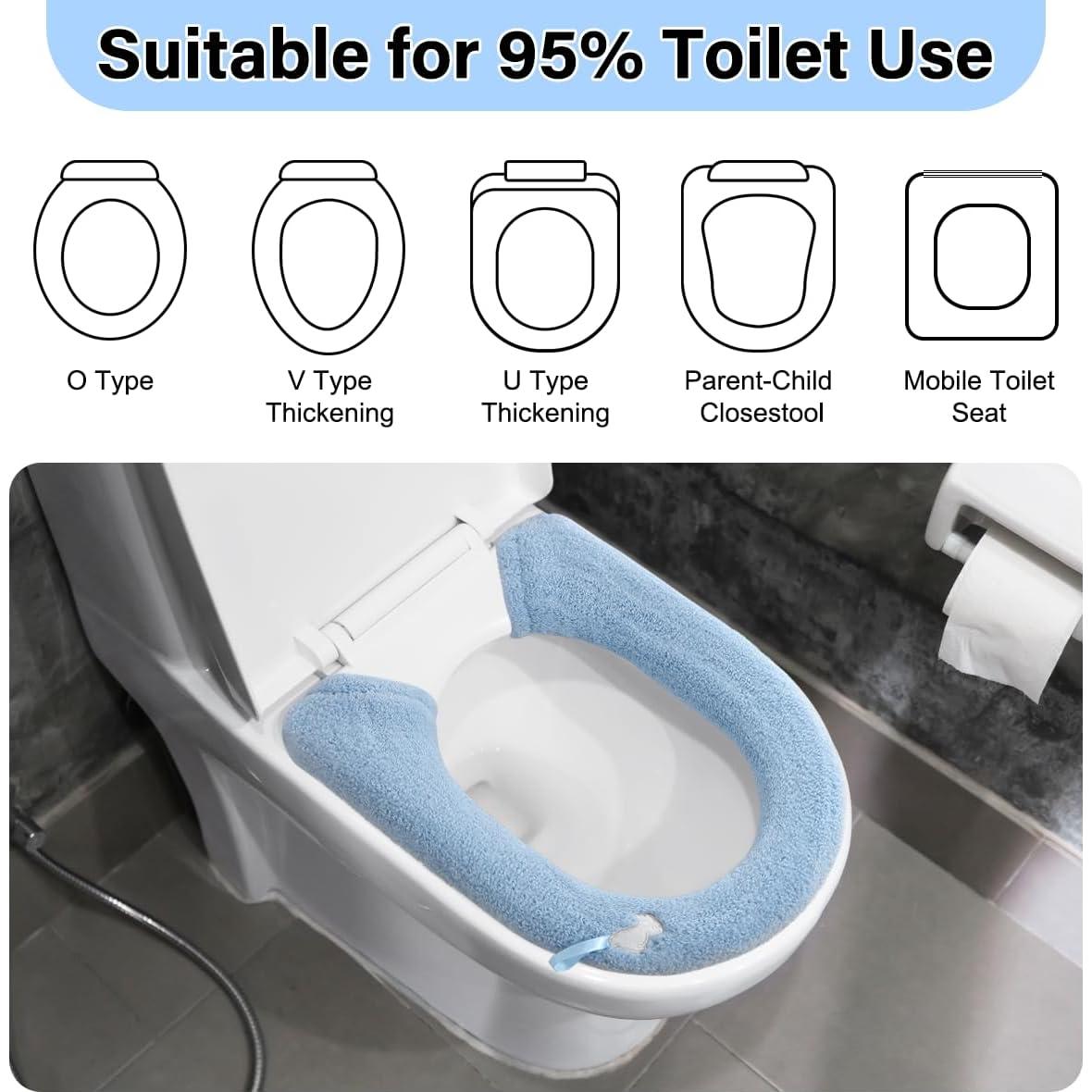 Funda Calentadora de Asiento de Inodoro HADEEONG Azul