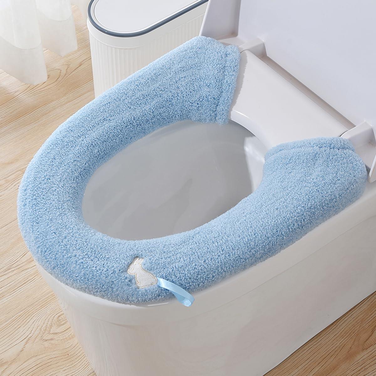 Funda Calentadora de Asiento de Inodoro HADEEONG Azul