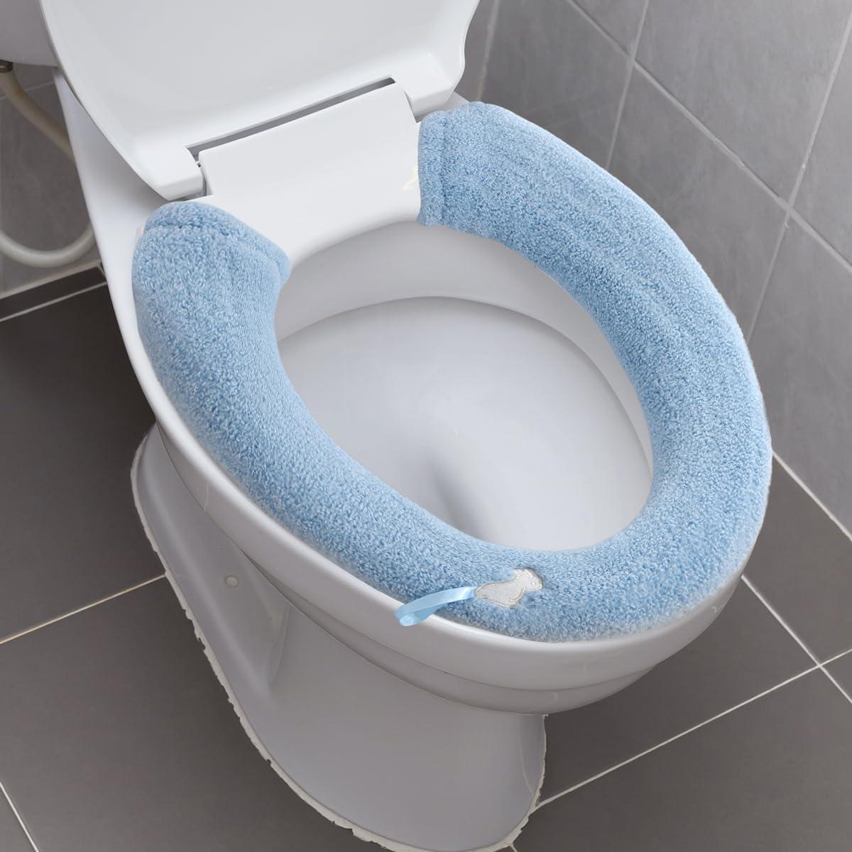 Funda Calentadora de Asiento de Inodoro HADEEONG Azul