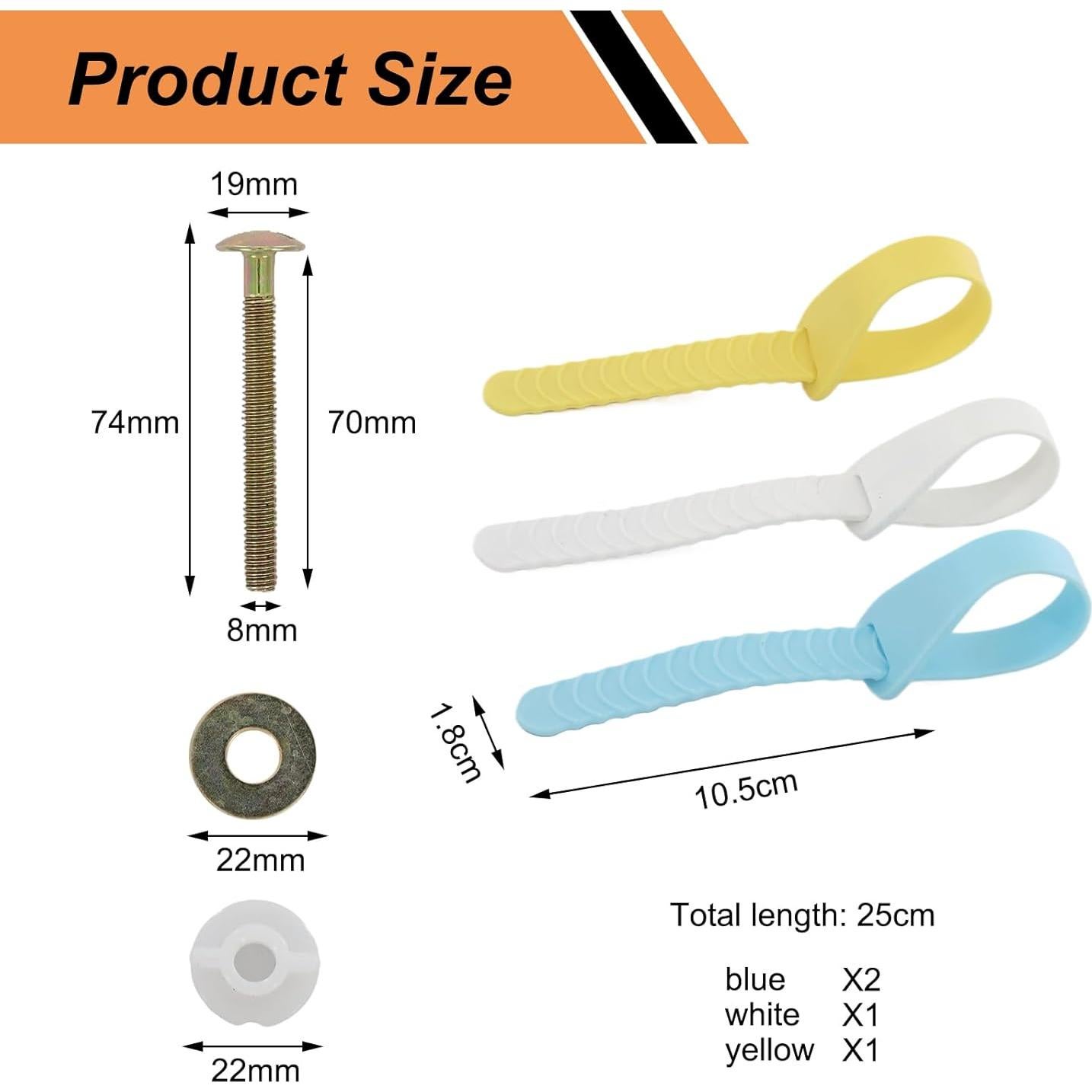 Kit de Tornillos para Asiento de Inodoro MVVM - 4 Piezas Universal