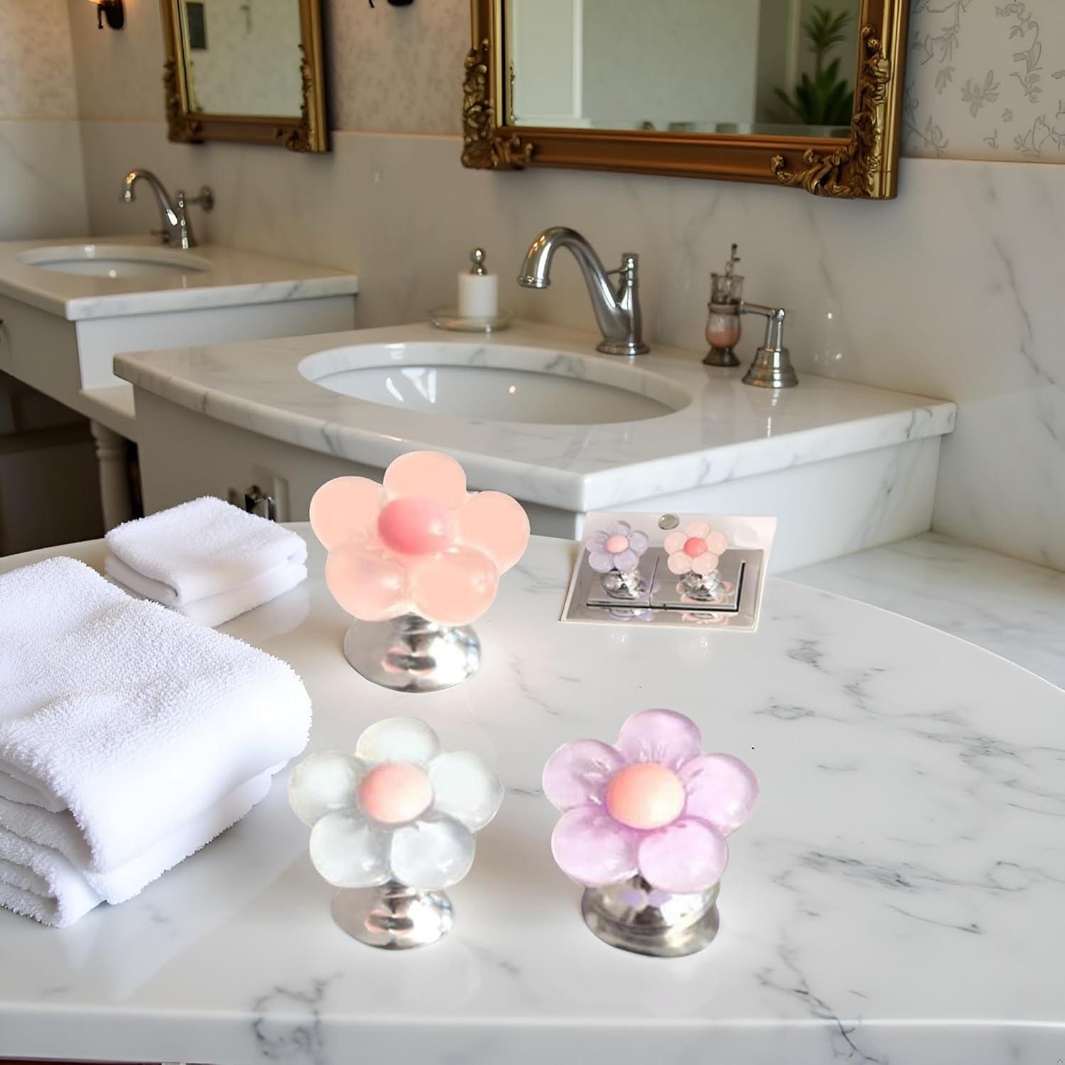 Juego de 3 Botones de Inodoro Multicolor Pxiryanlow Flor