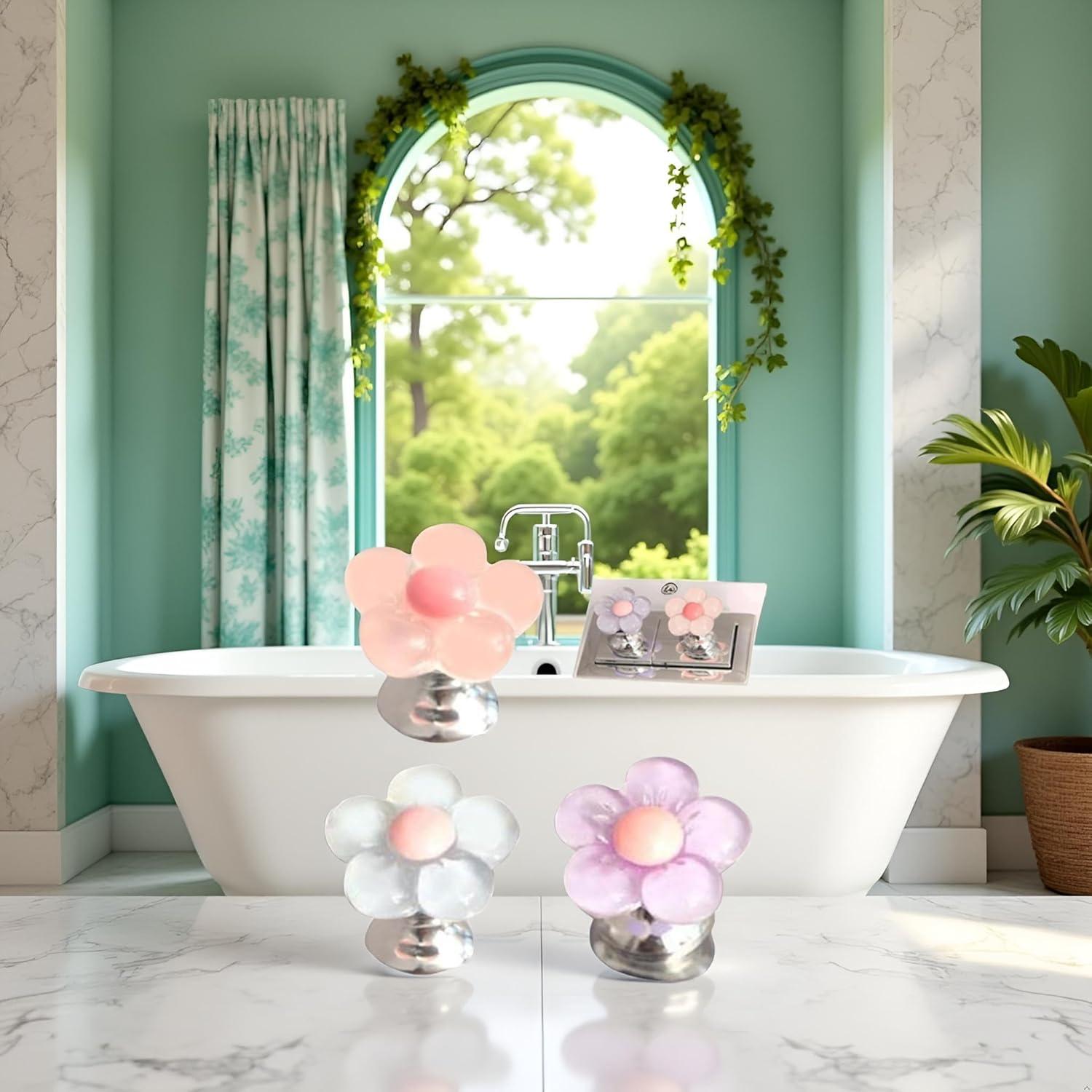 Juego de 3 Botones de Inodoro Multicolor Pxiryanlow Flor