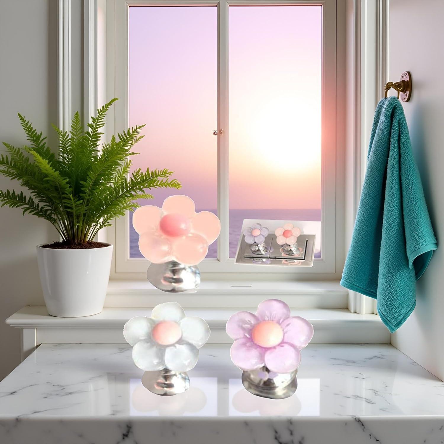 Juego de 3 Botones de Inodoro Multicolor Pxiryanlow Flor