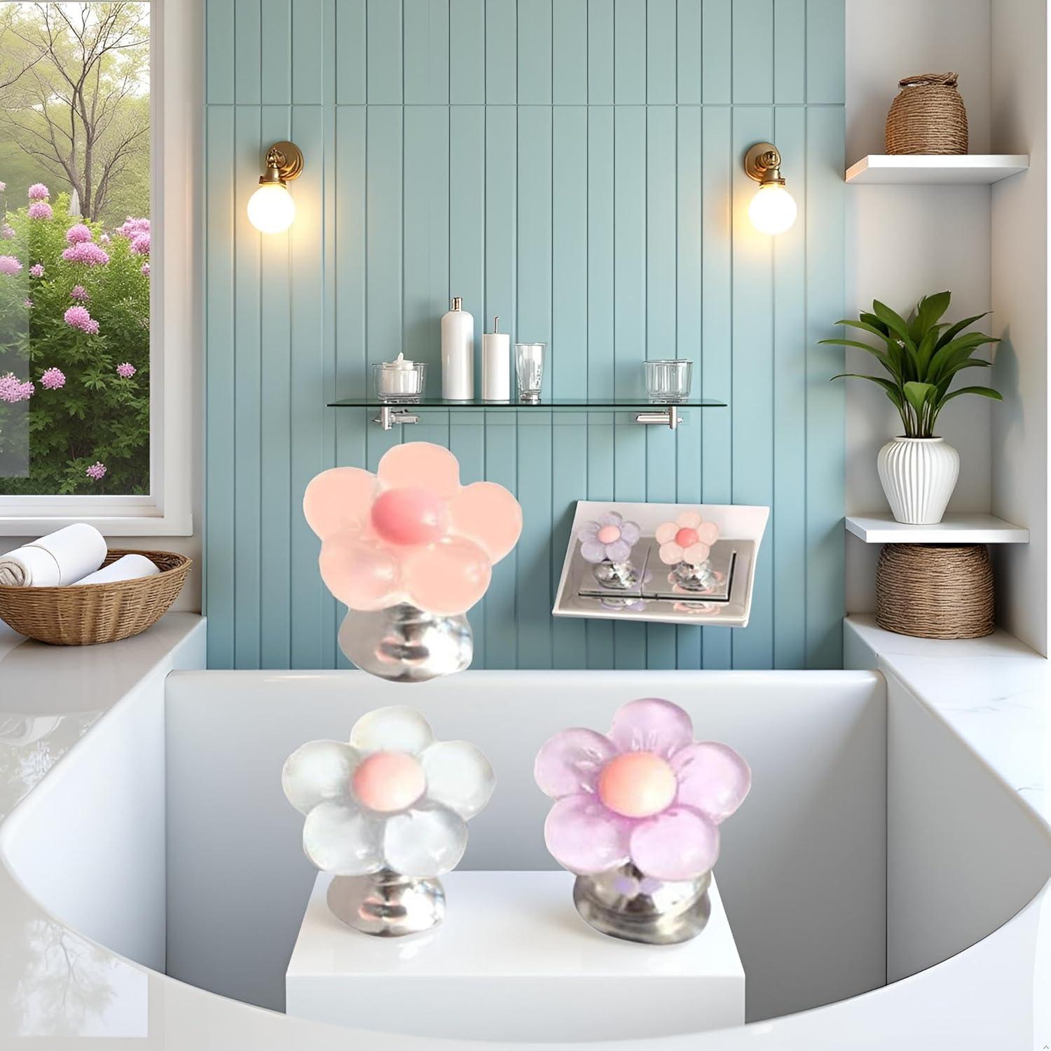 Juego de 3 Botones de Inodoro Multicolor Pxiryanlow Flor