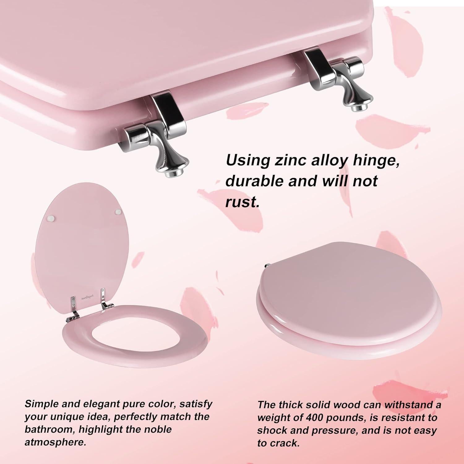 Asiento de Inodoro Redondo Rosa Angol Shiold de Madera