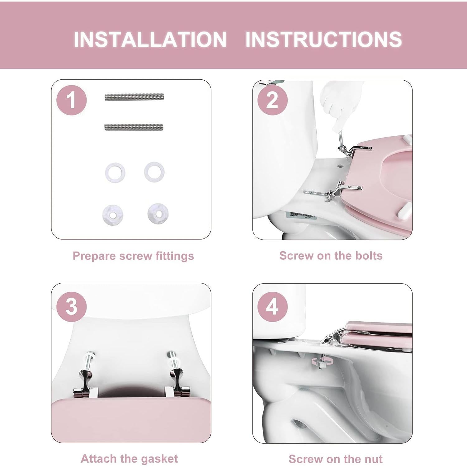 Asiento de Inodoro Redondo Rosa Angol Shiold de Madera