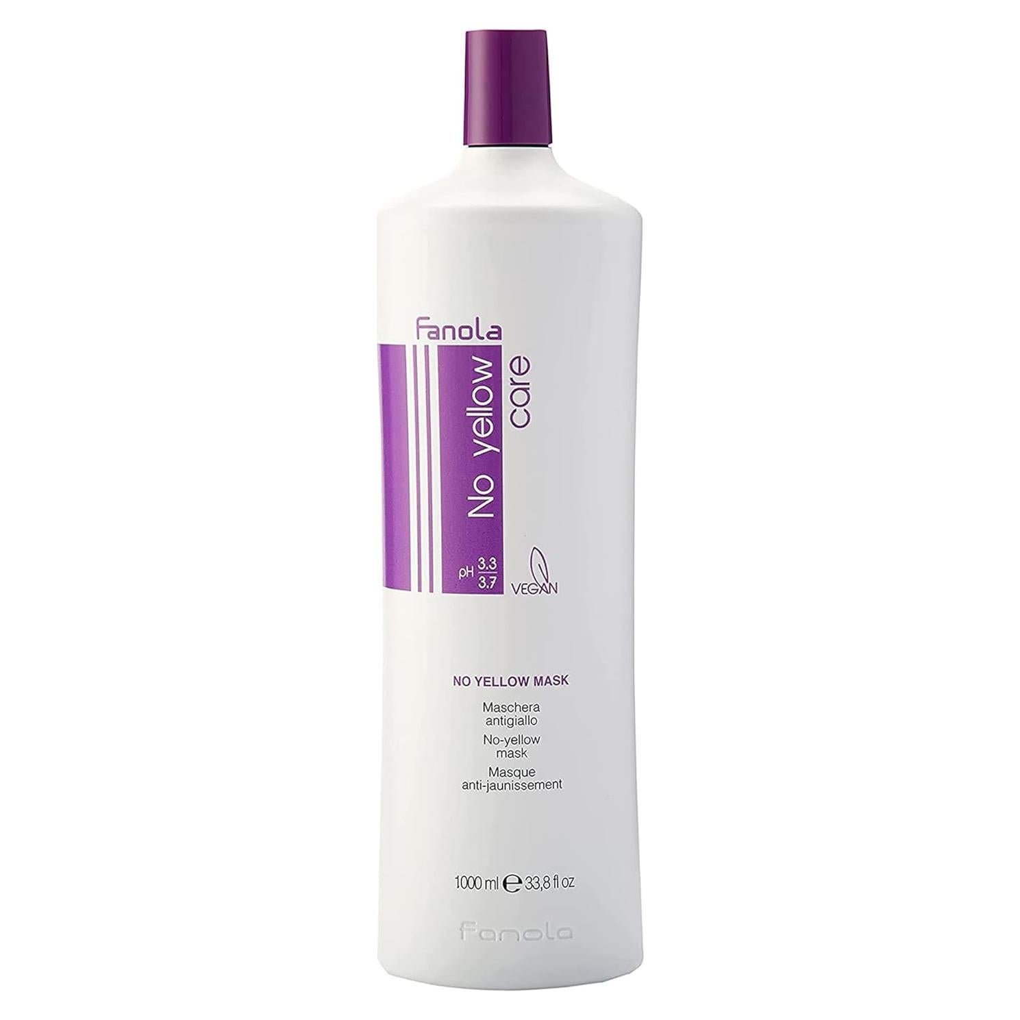 Fanola No Yellow Máscara de Cabello 1000 ml - Acondicionador Profundo para Rubio y Gris