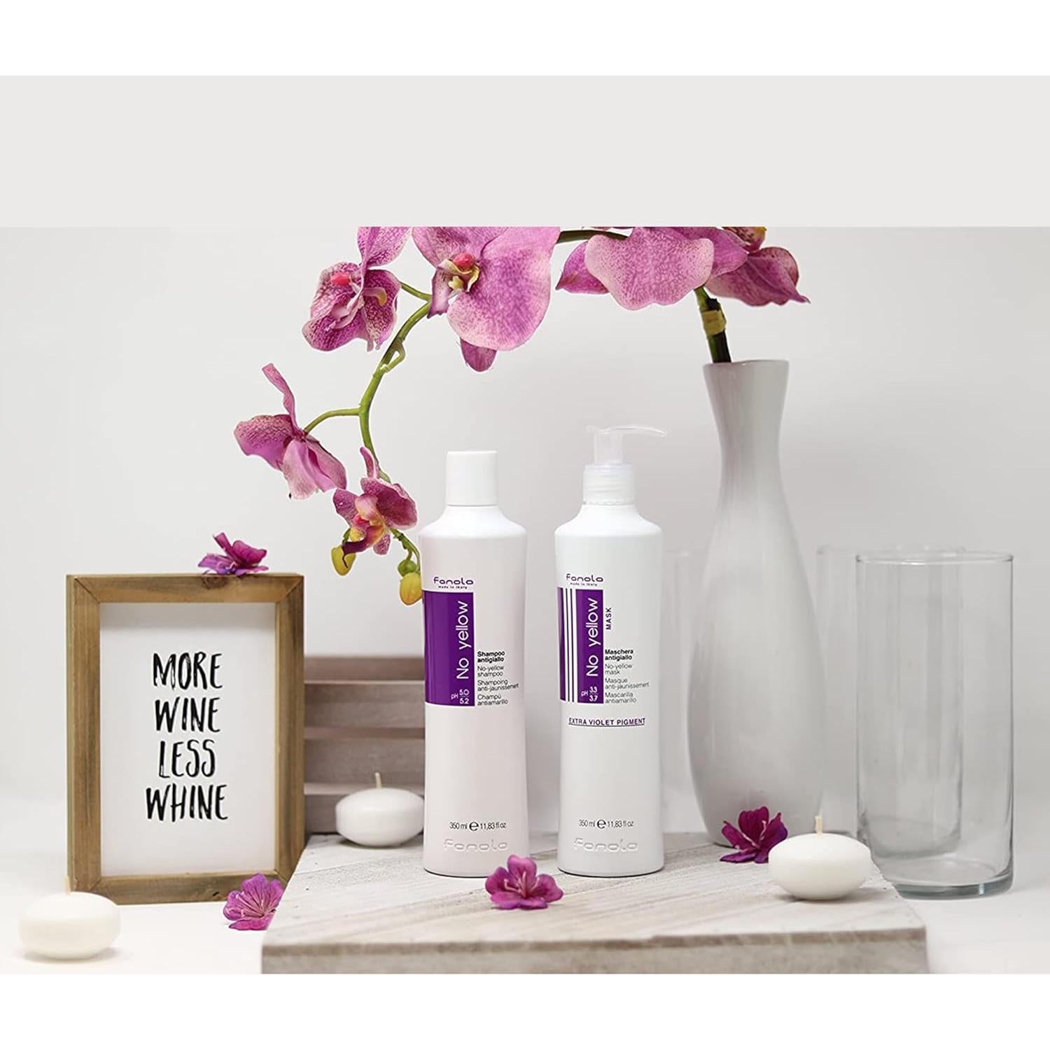 Fanola No Yellow Máscara de Cabello Púrpura 348 ml - Acondicionador Profundo