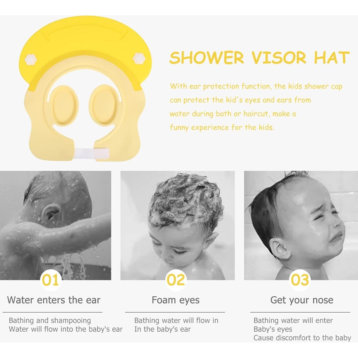 Gorro de Ducha para Bebé Unisex Amarillo TPE Impermeable