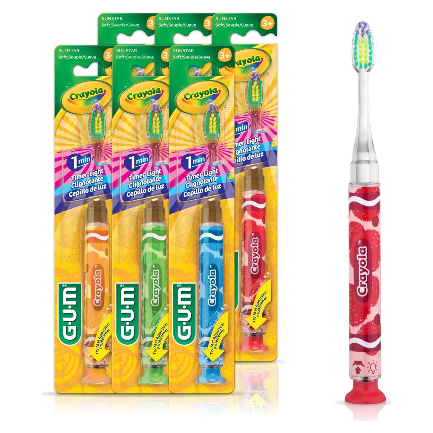 Cepillo de dientes GUM Crayola Timer Light para niños 6pk