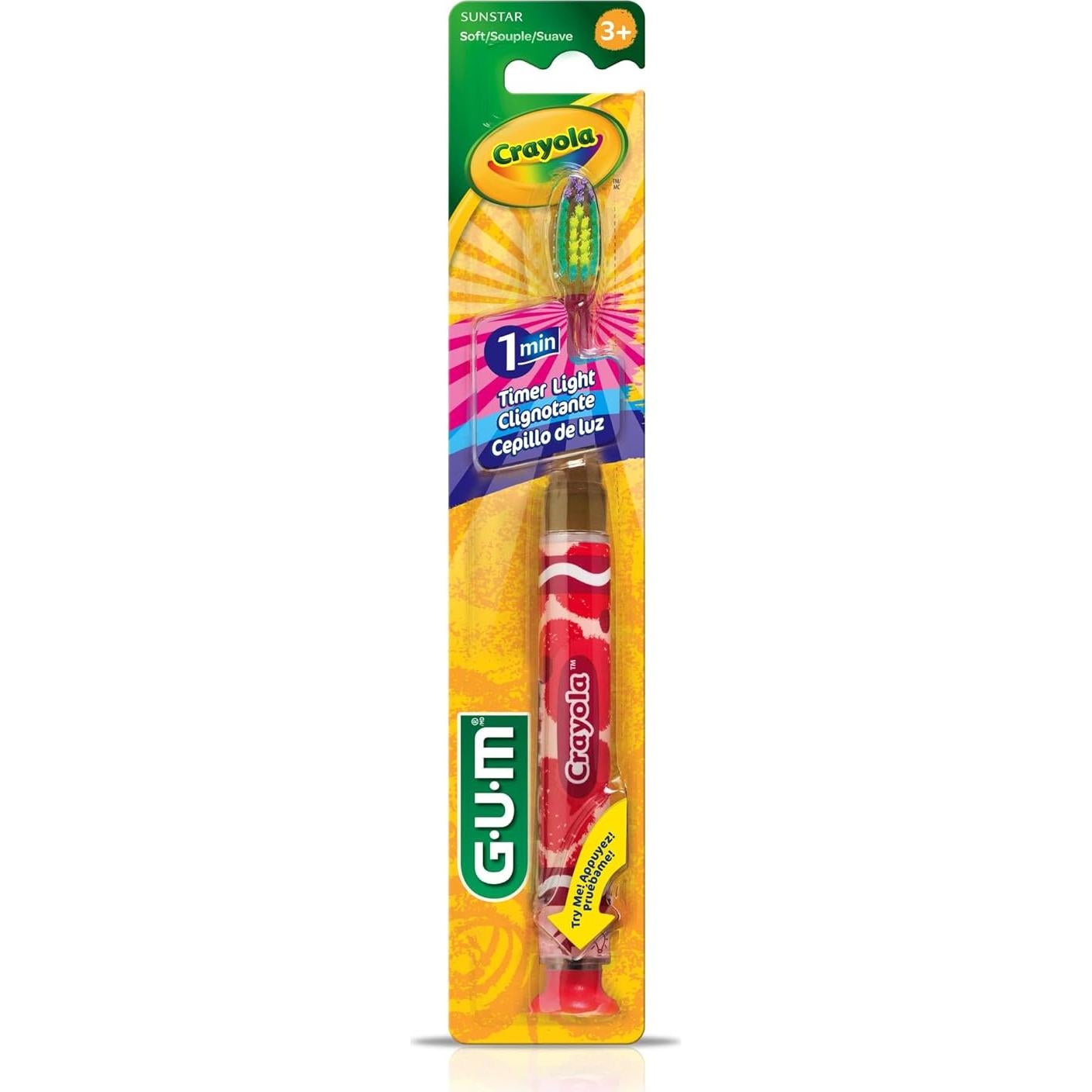 Cepillo de dientes GUM Crayola Timer Light para niños 6pk