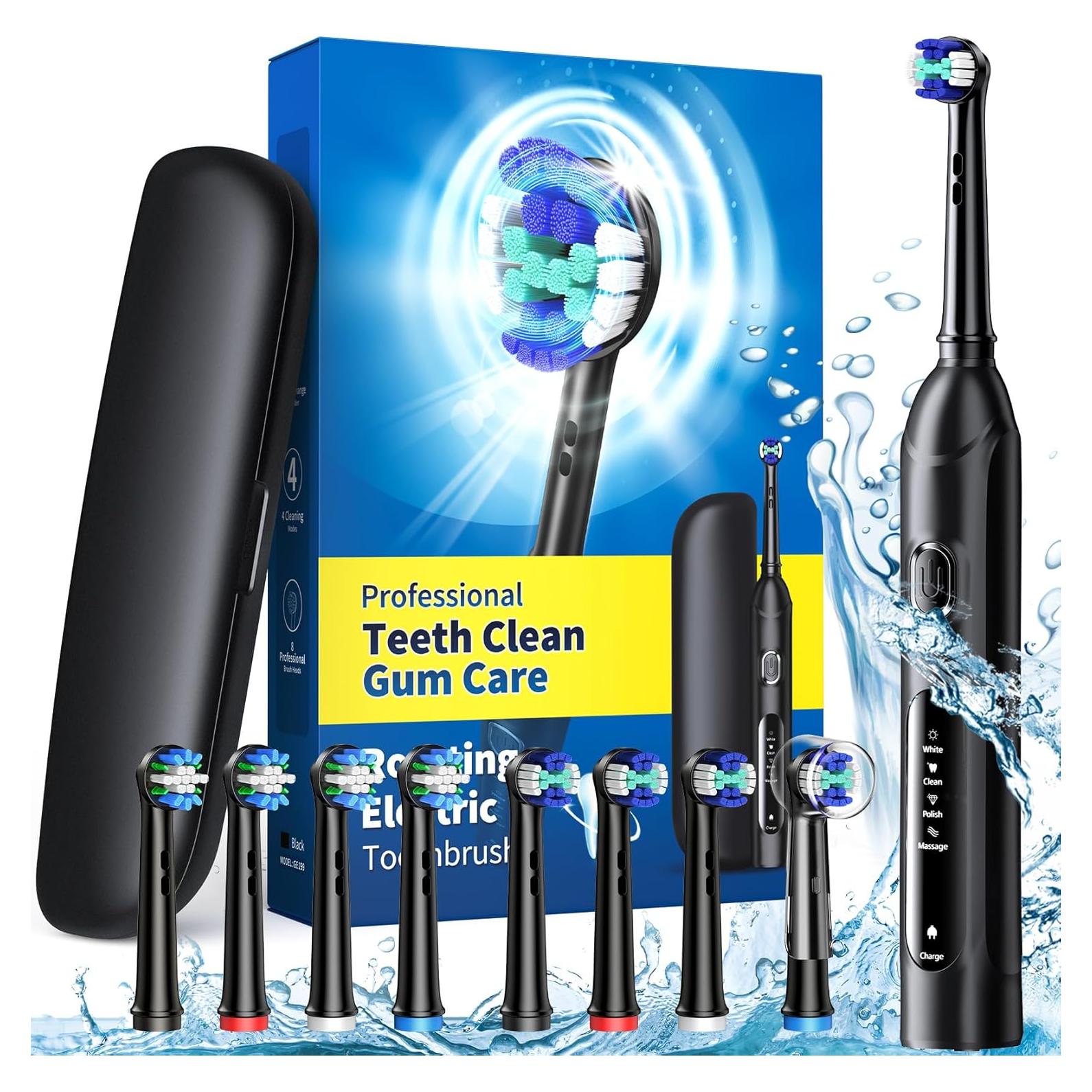 Cepillo de Dientes Eléctrico Rotativo TEETHEORY con 8 Cabezas