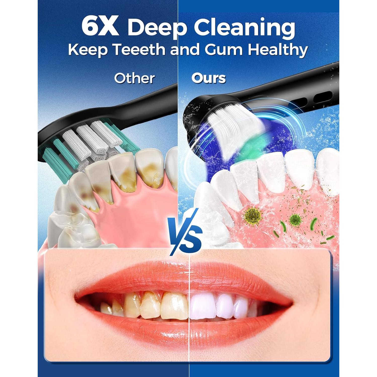 Cepillo de Dientes Eléctrico Rotativo TEETHEORY con 8 Cabezas