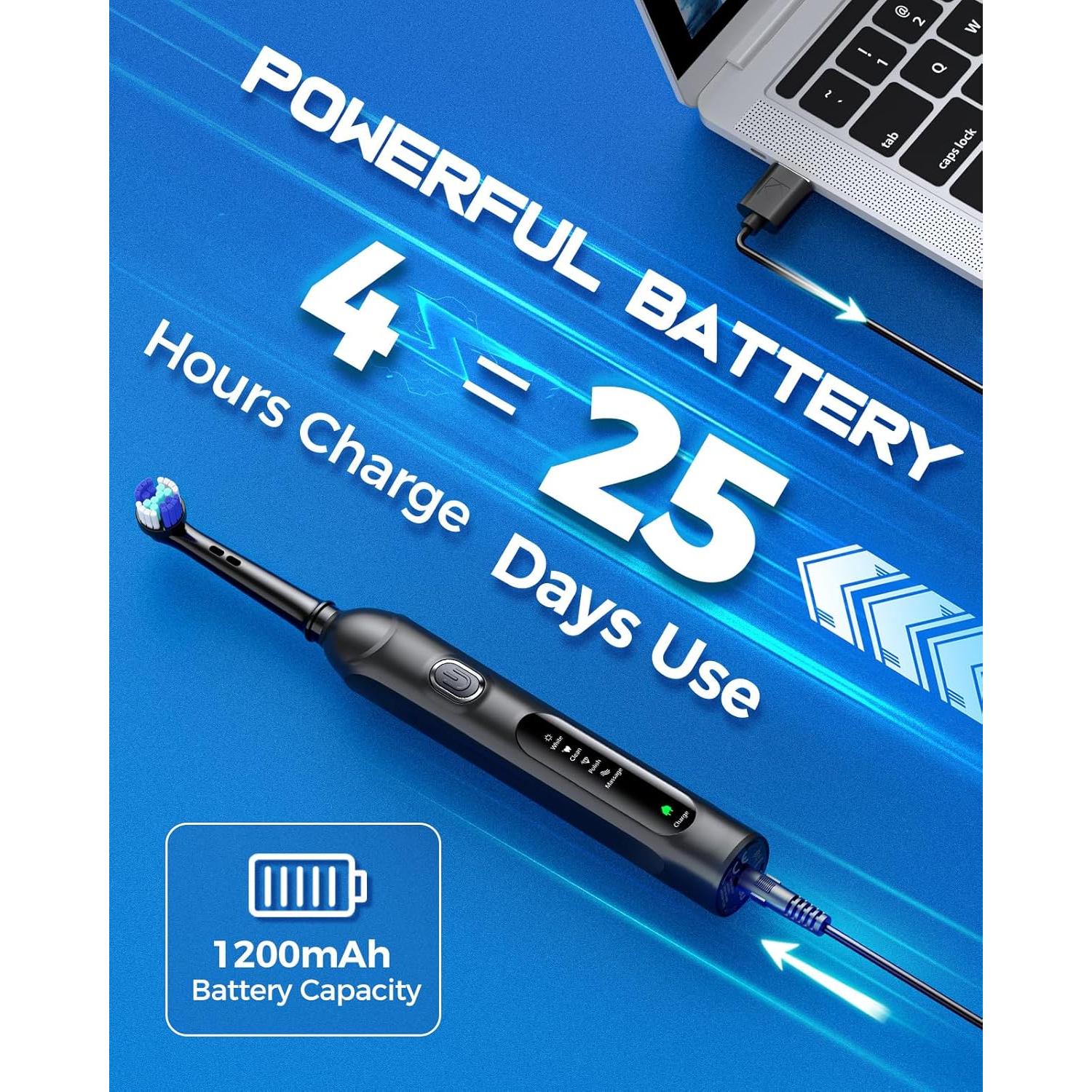 Cepillo de Dientes Eléctrico Rotativo TEETHEORY con 8 Cabezas