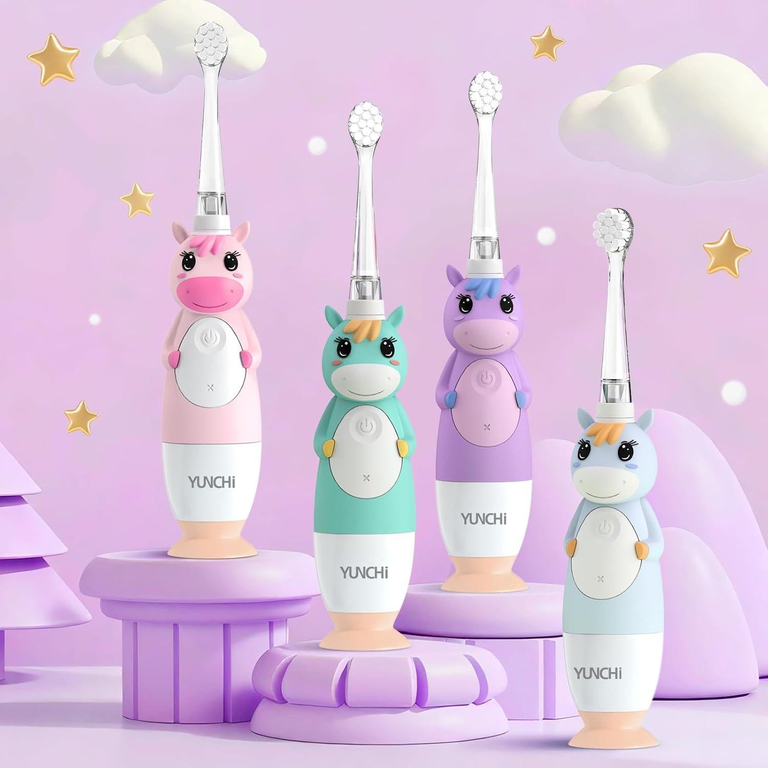 Cepillo de Dientes Eléctrico YUNCHI para Niños 0-6 Años con Luz LED