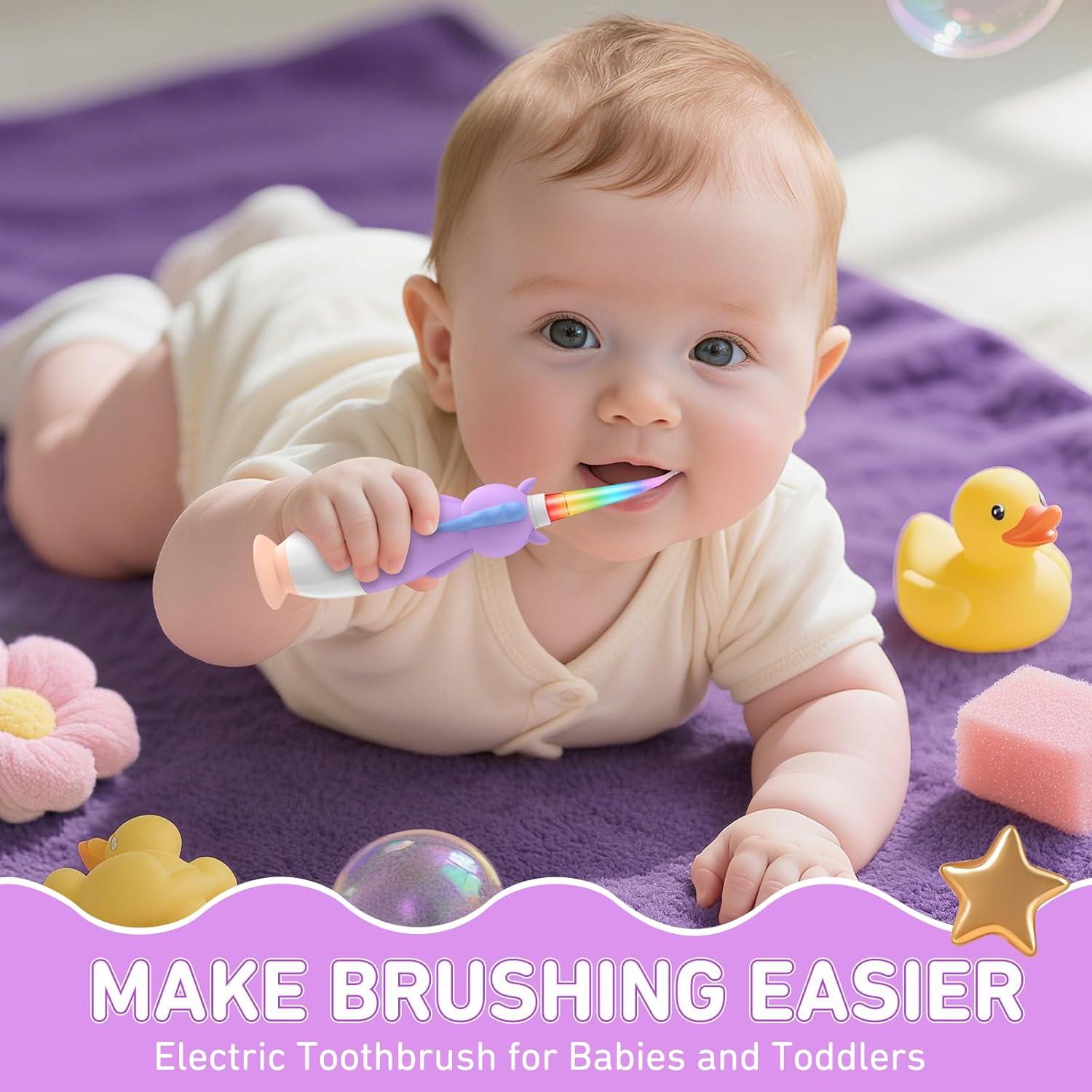 Cepillo de Dientes Eléctrico YUNCHI para Niños 0-6 Años con Luz LED