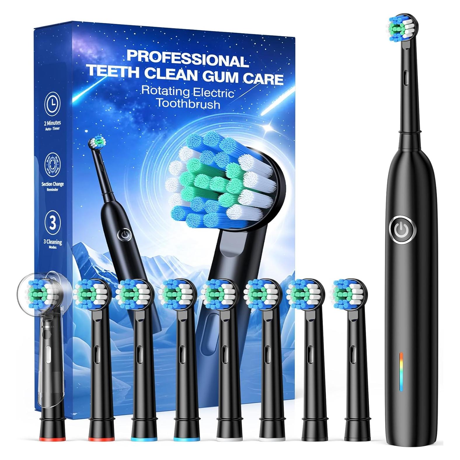 Cepillo de Dientes Eléctrico Teeaegis Rotatorio 8 Cabezas 3 Modos