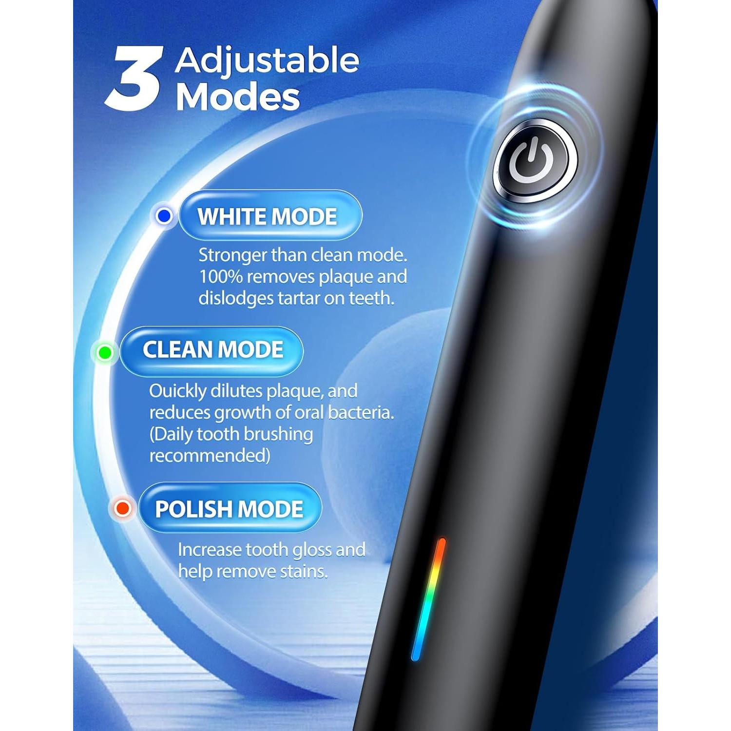 Cepillo de Dientes Eléctrico Teeaegis Rotatorio 8 Cabezas 3 Modos