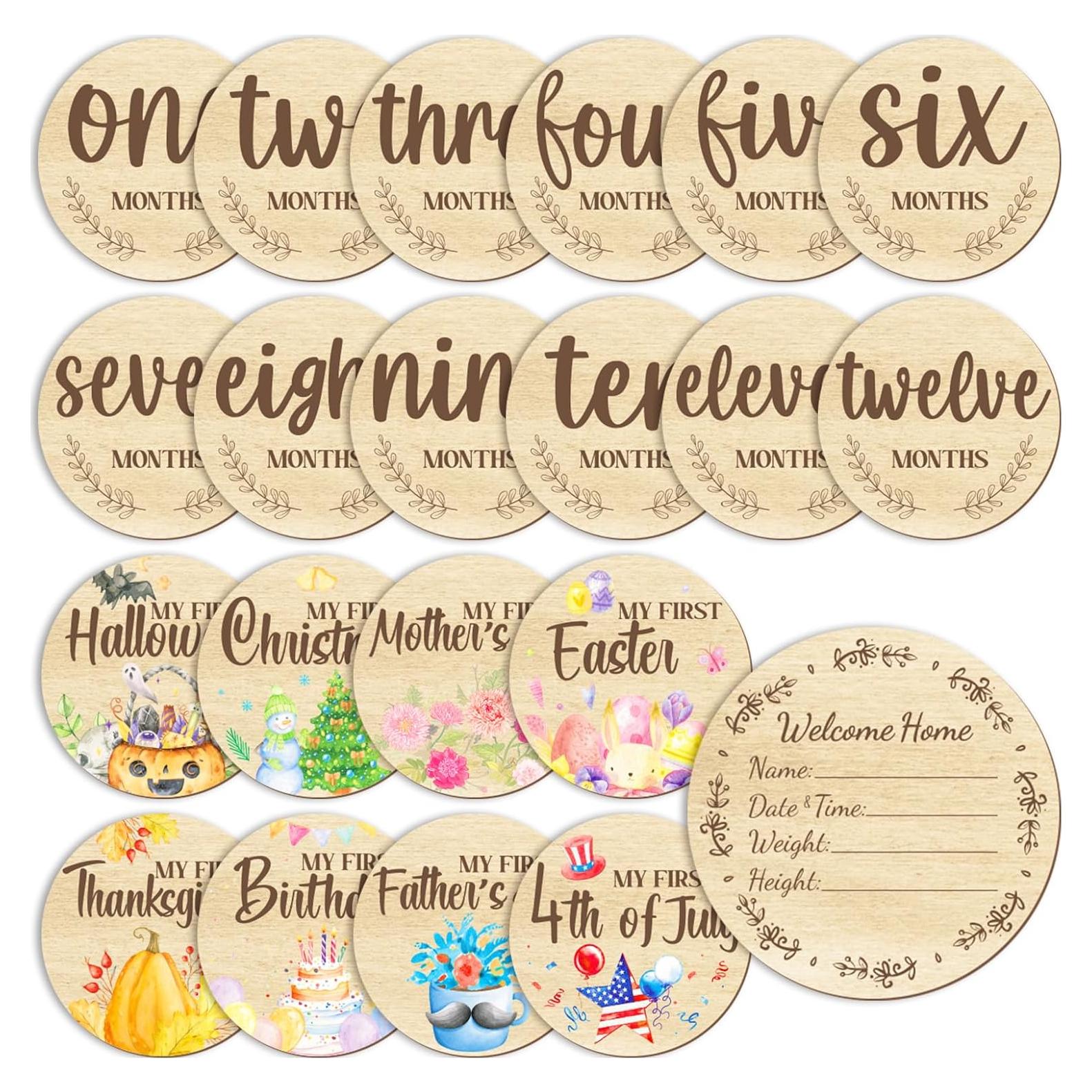 11 Hitos Mensuales para Bebés de Madera Glodecart - Props Fotográficos