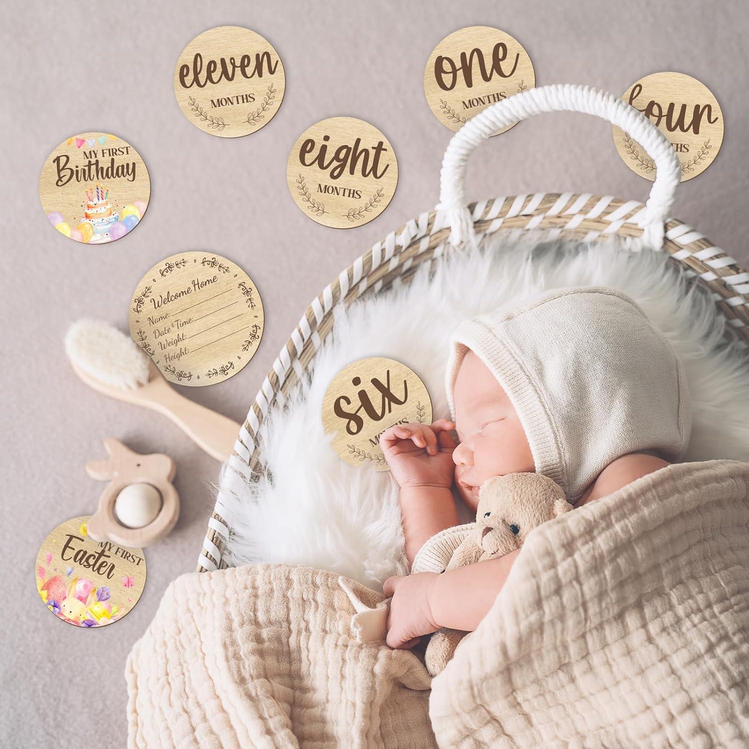 11 Hitos Mensuales para Bebés de Madera Glodecart - Props Fotográficos