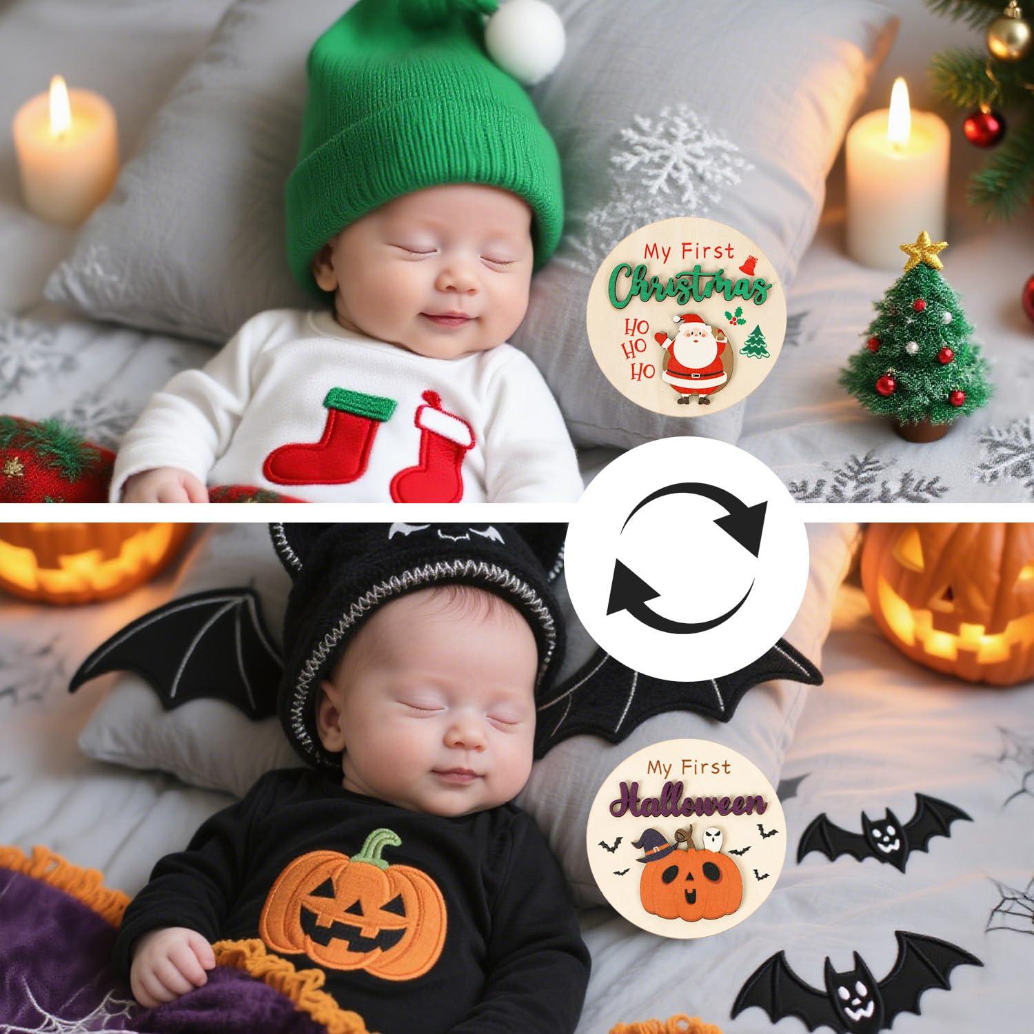 Carteles de Hitos Mensuales para Bebés de Madera - 11PCS