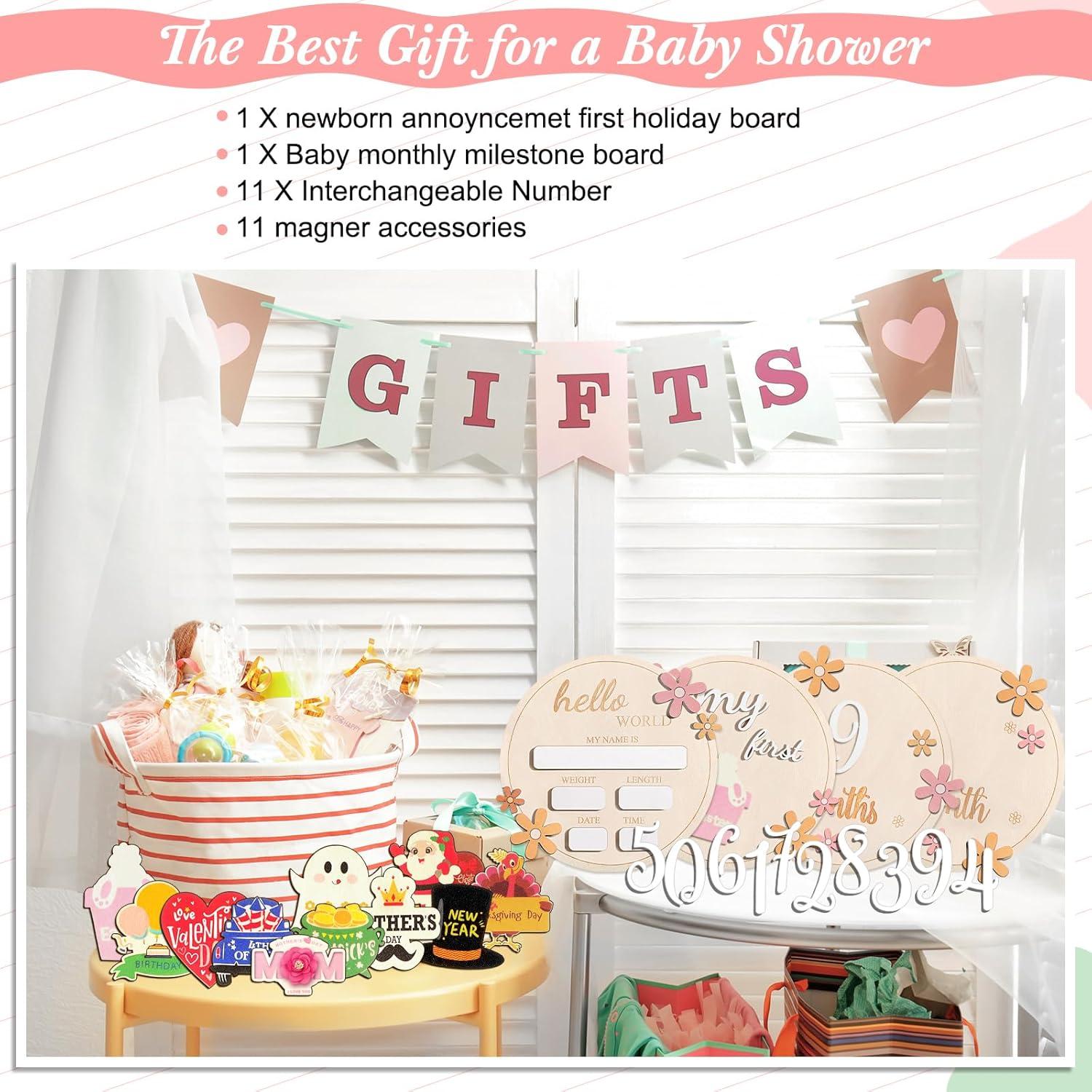 Tarjetas de Hitos Mensuales para Bebés Yerliker - Madera 14 cm