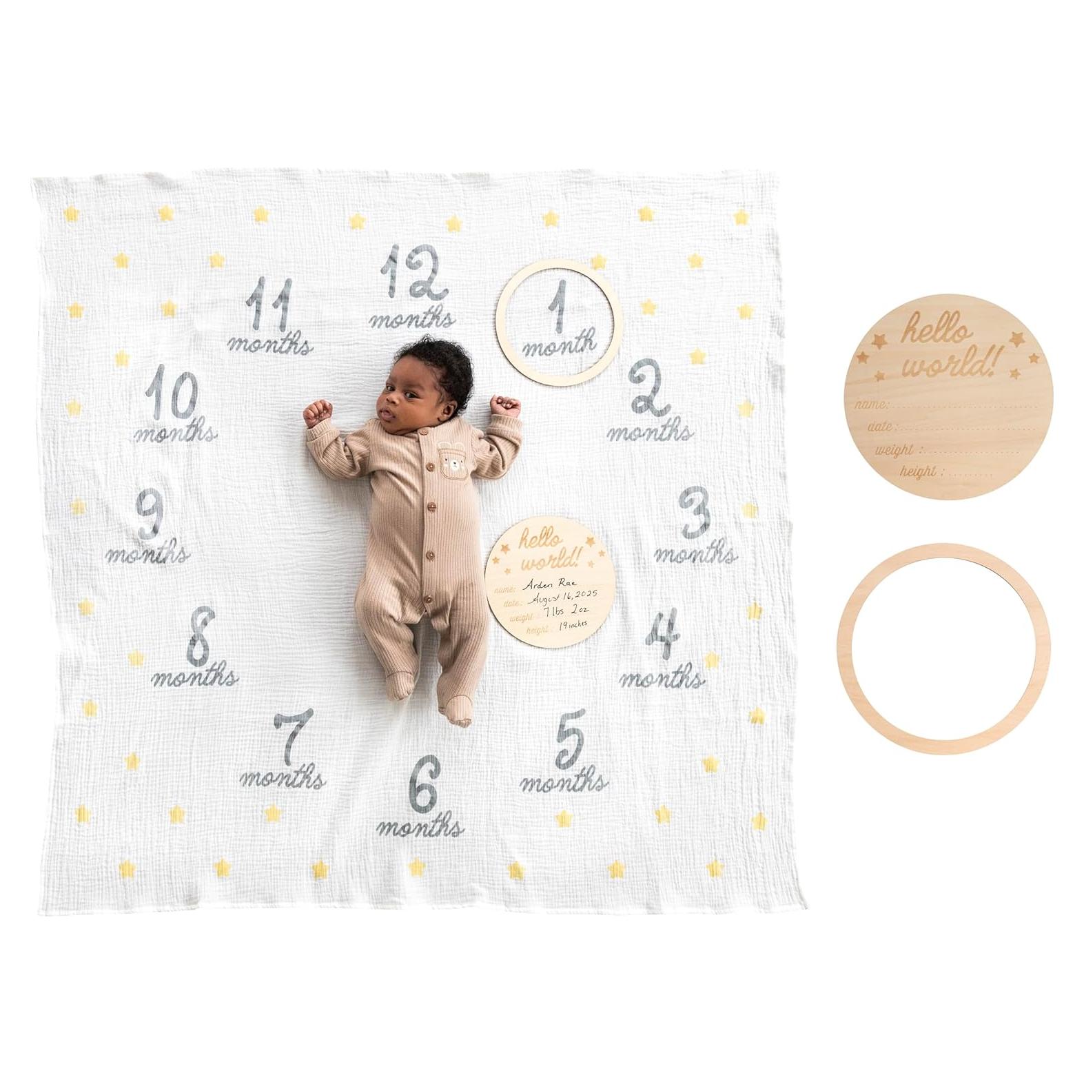 Manta de Hitos y Accesorio Hello World Pearhead 118.6x118.6cm