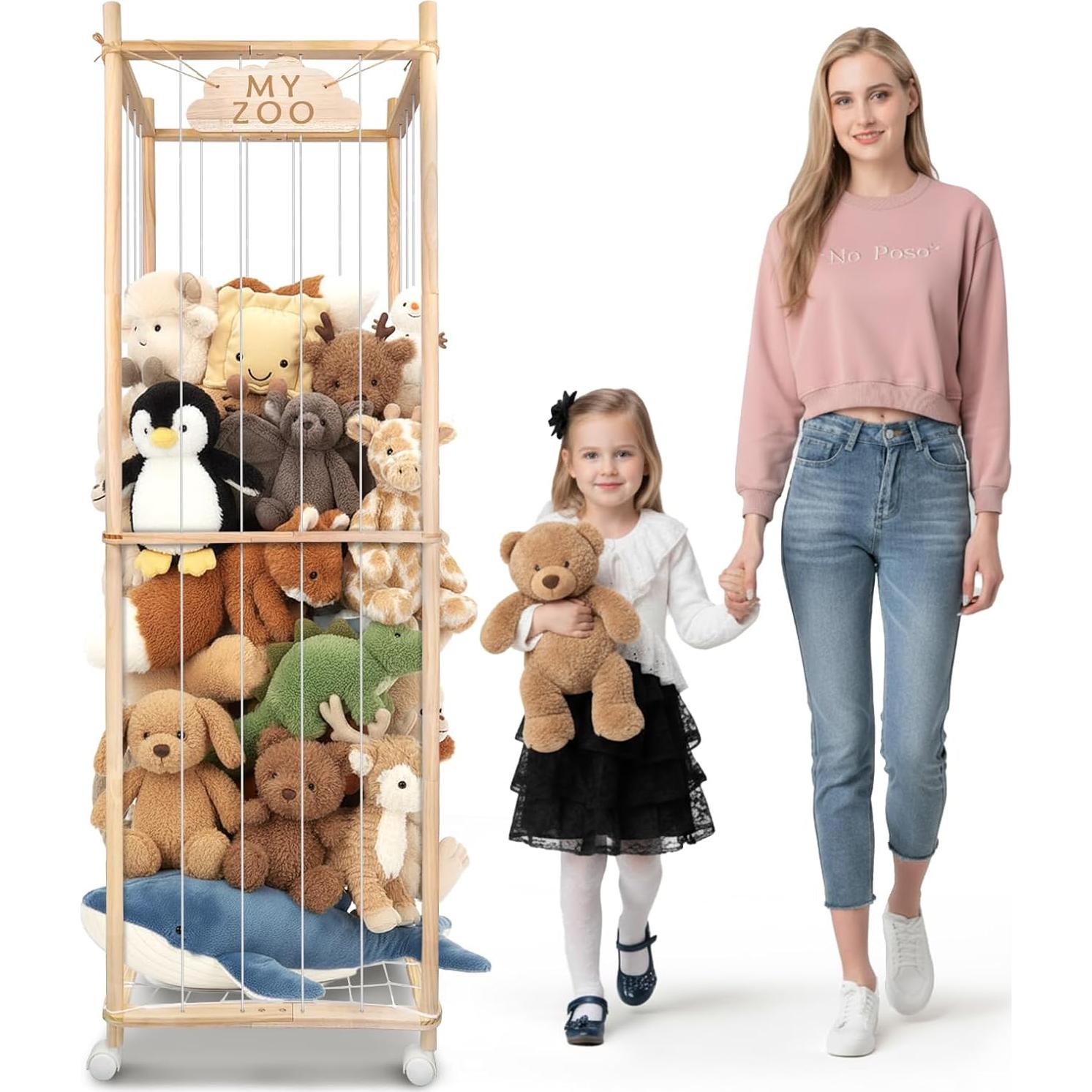 Organizador de Juguetes de Peluche BETBEM 160 cm con Ruedas