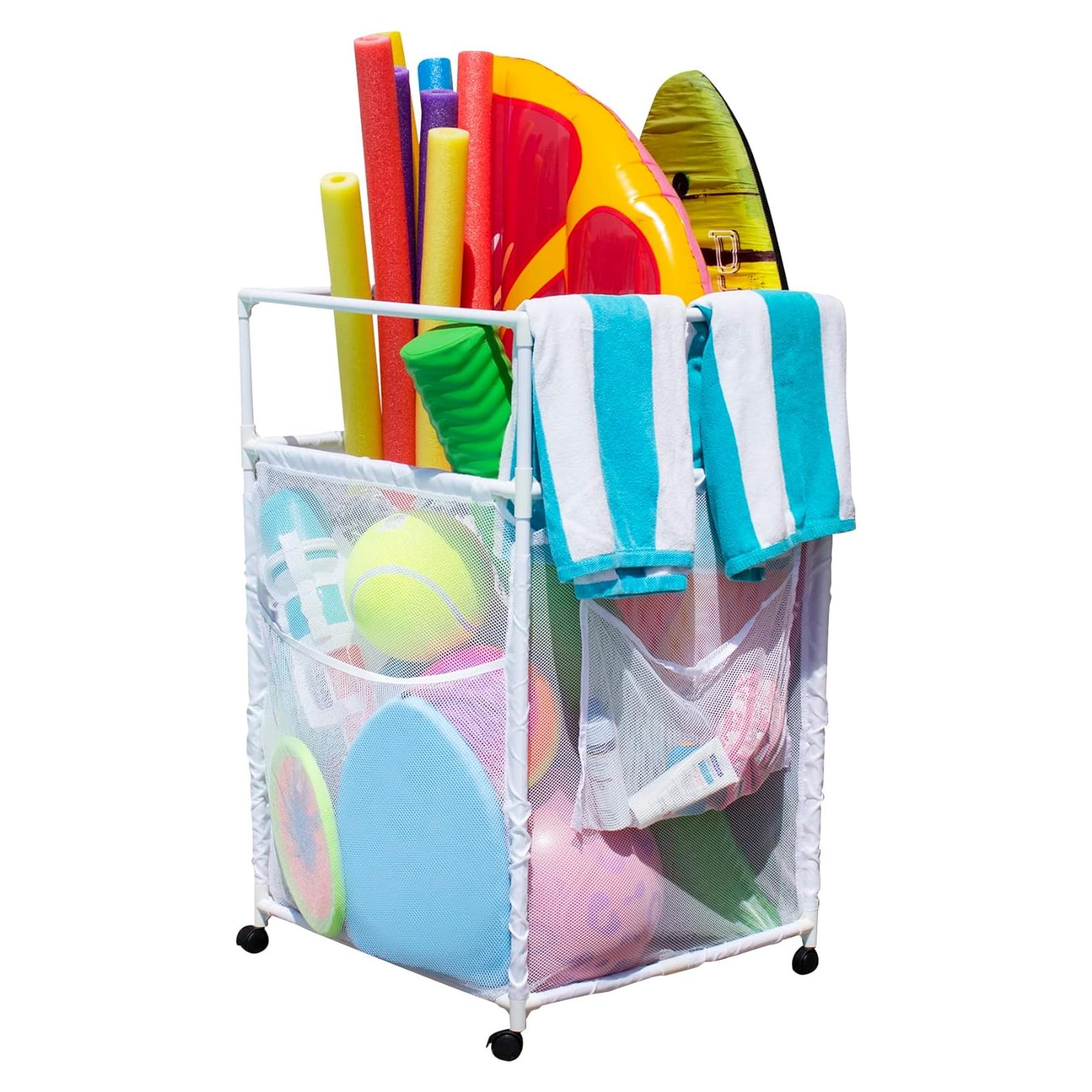 Organizador de Flotadores de Piscina Essentially Yours Blanco 64.5x66x102.9 cm