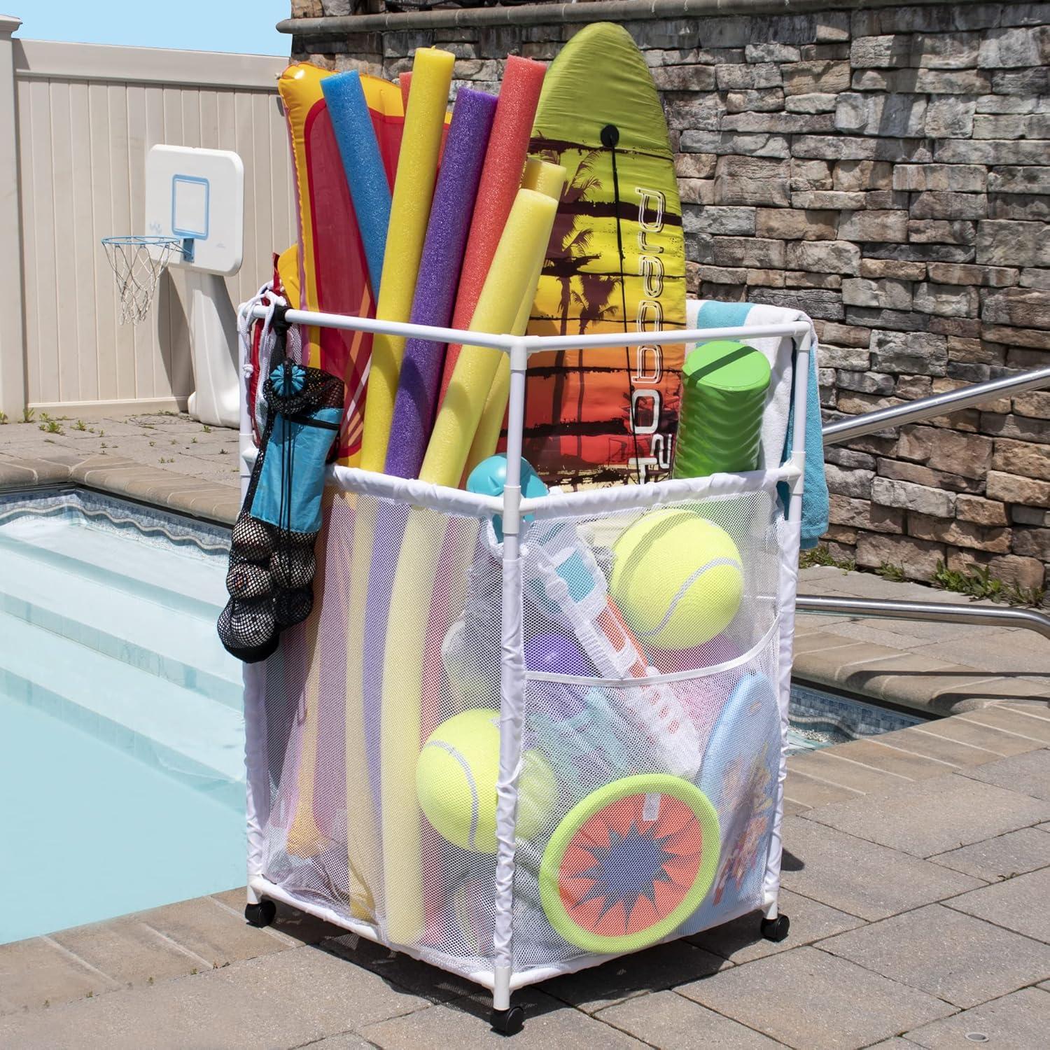 Organizador de Flotadores de Piscina Essentially Yours Blanco 64.5x66x102.9 cm