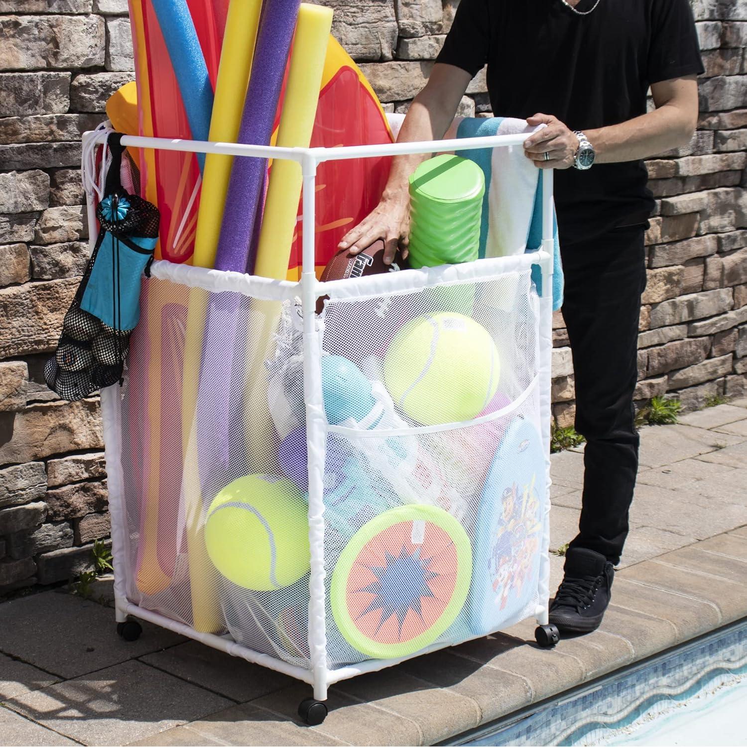 Organizador de Flotadores de Piscina Essentially Yours Blanco 64.5x66x102.9 cm