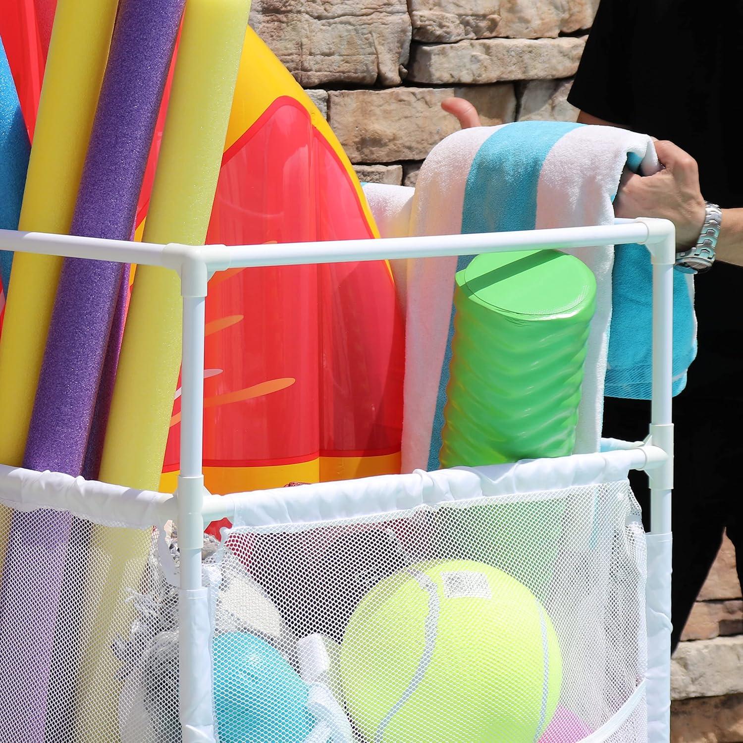 Organizador de Flotadores de Piscina Essentially Yours Blanco 64.5x66x102.9 cm