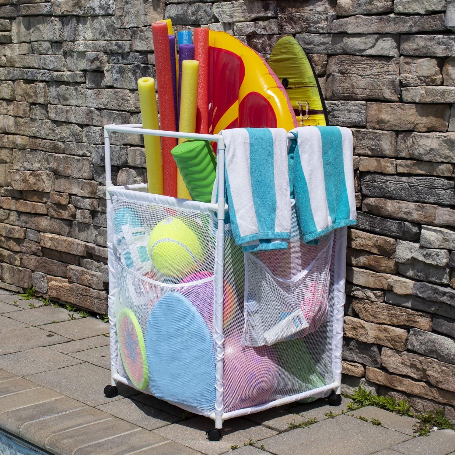 Organizador de Flotadores de Piscina Essentially Yours Blanco 64.5x66x102.9 cm