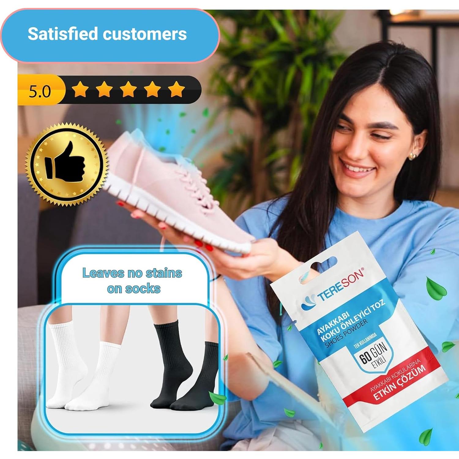 Polvo Desodorante para Zapatos Tereson - 10 Sachets de 60 Días