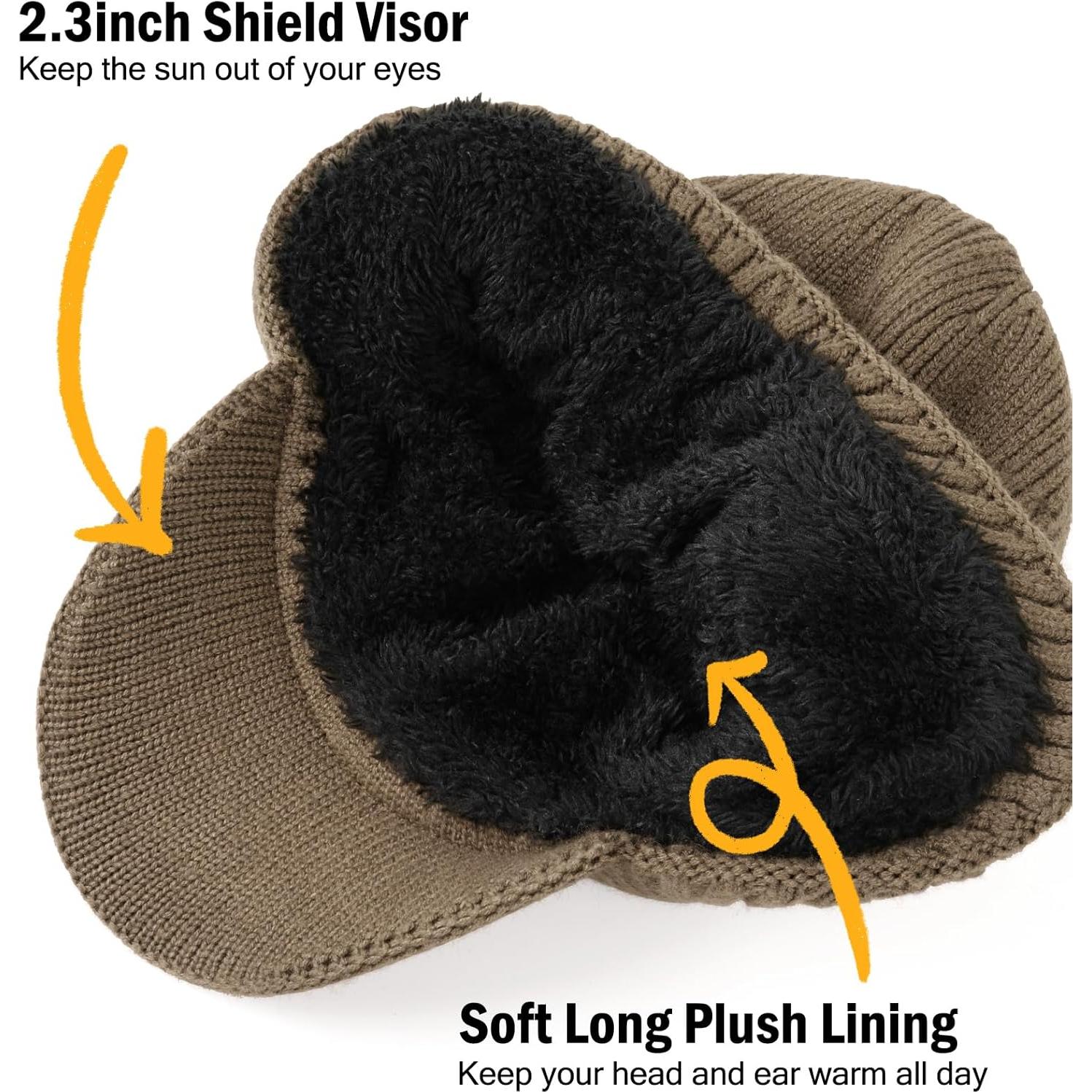 Gorro de Invierno Wmcaps con Visera y Orejeras - Marrón