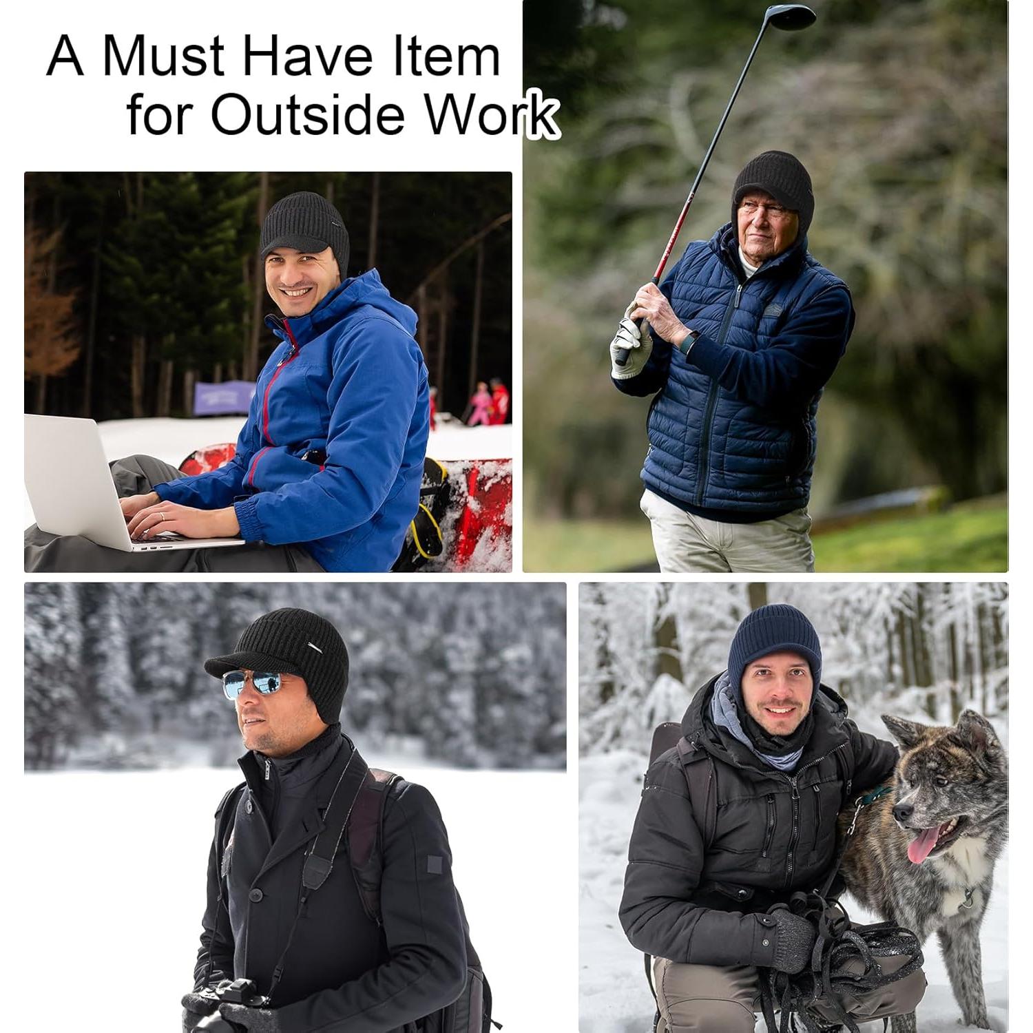 Gorro de Invierno Wmcaps con Visera y Orejeras - Marrón