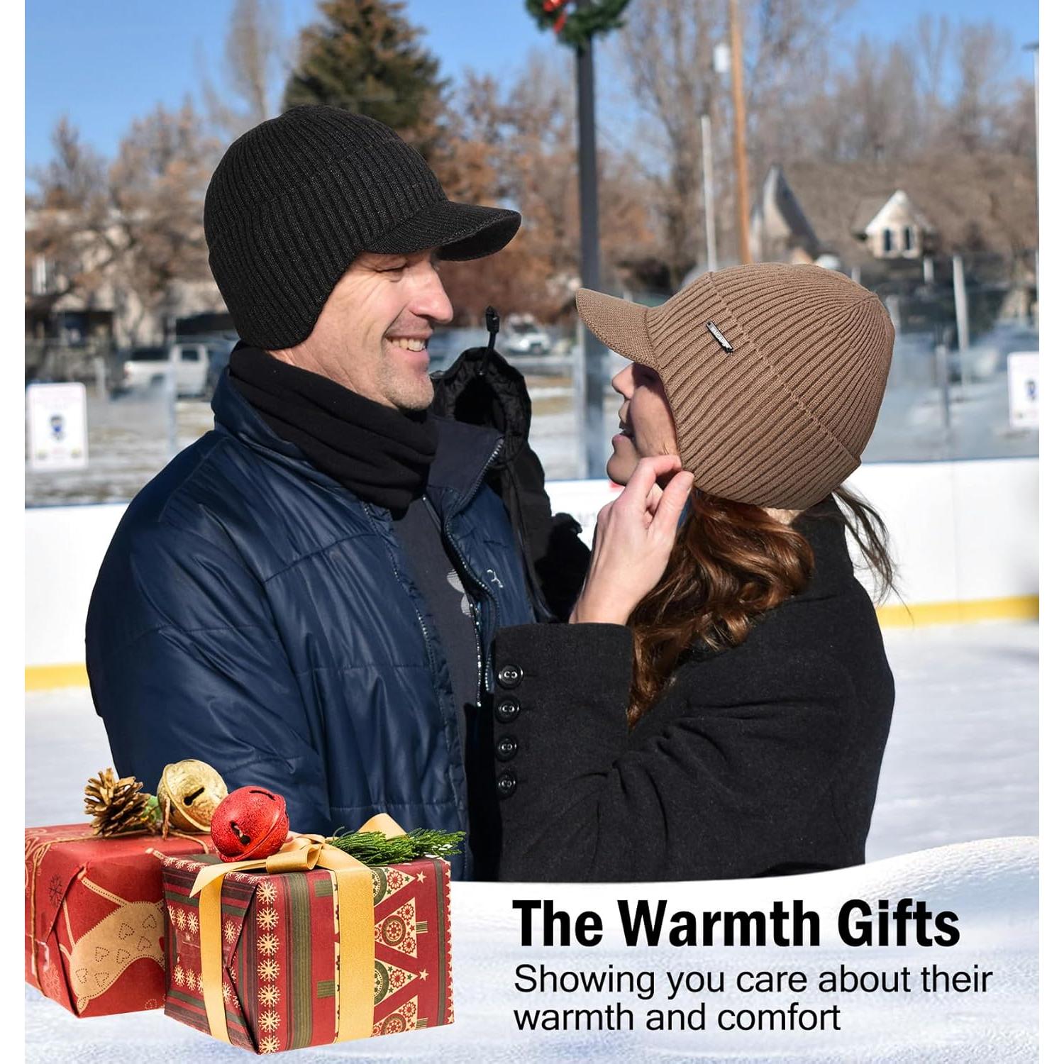 Gorro de Invierno Wmcaps con Visera y Orejeras - Marrón