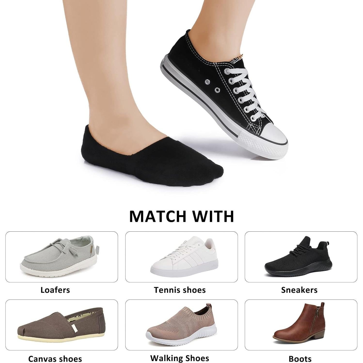 Calcetines No Show Leotruny 6 Pares Unisex Antideslizantes