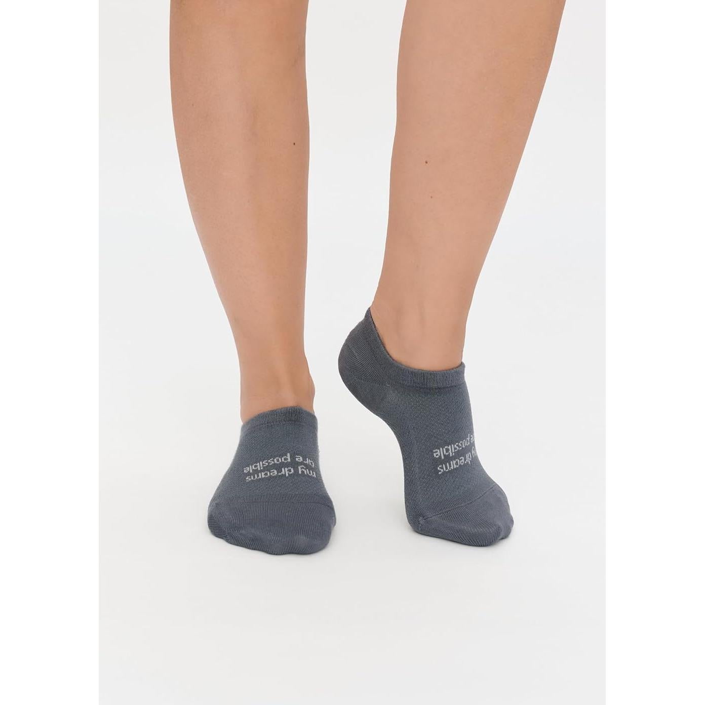 Calcetines No Show Antideslizantes Bam&bü - Paquete de 4 pares - Gris