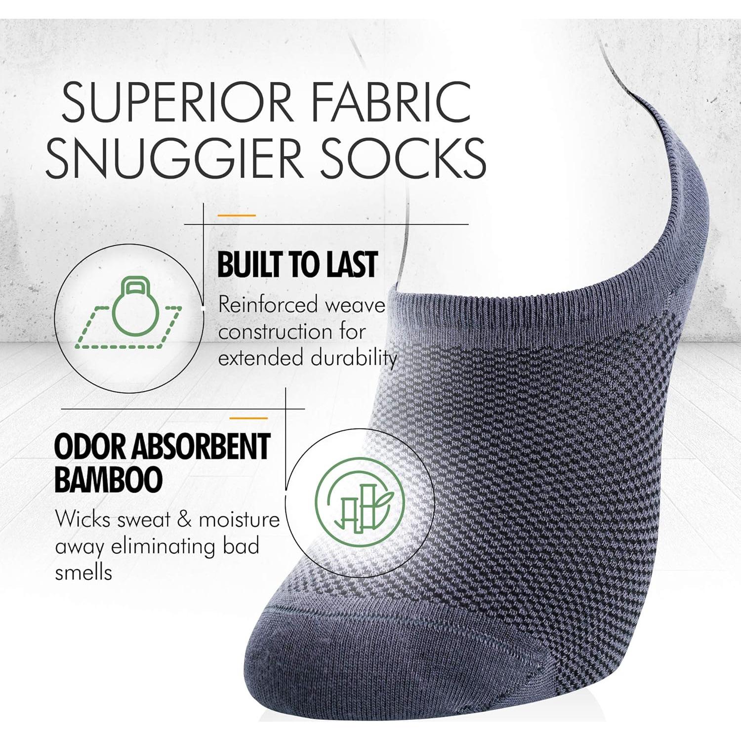 Calcetines No Show Antideslizantes Bam&bü - Paquete de 4 pares - Gris
