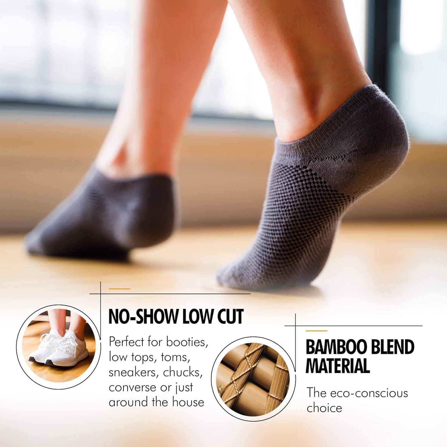 Calcetines No Show Antideslizantes Bam&bü - Paquete de 4 pares - Gris