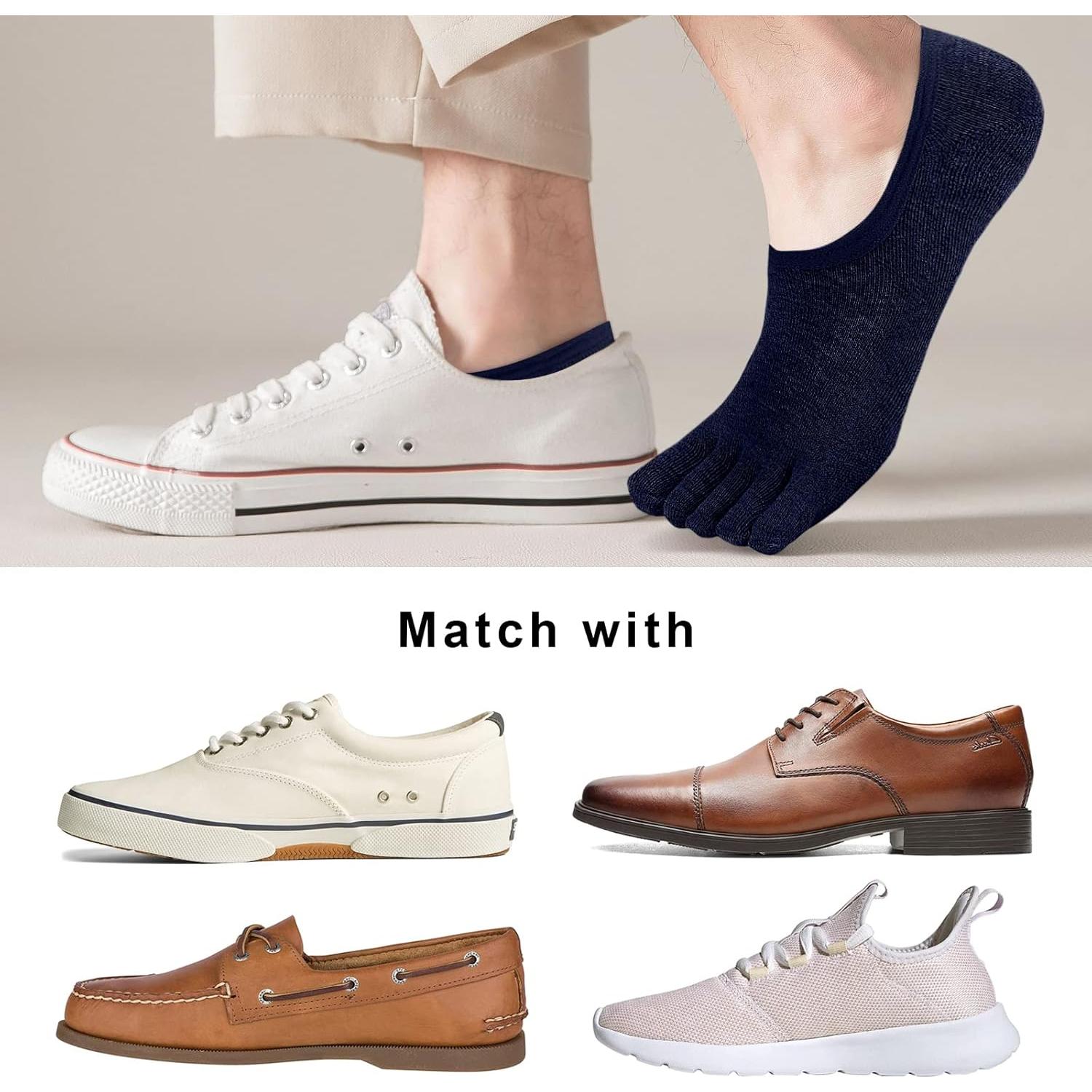 Calcetines Invisibles para Dedos ZAKASA Hombre 4 Pares Multicolor