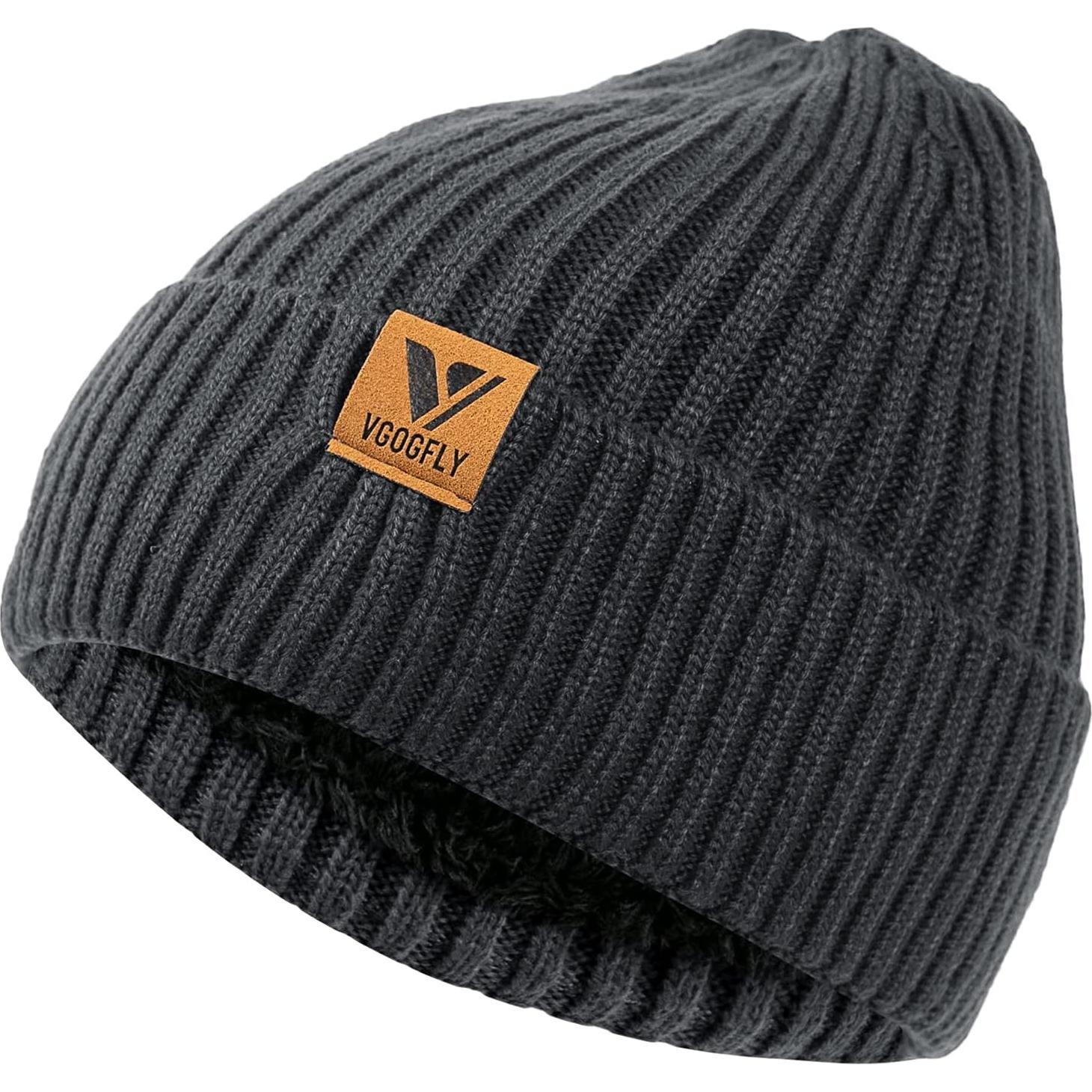 Gorro de Invierno Forrado Vgogfly para Hombre Gris Oscuro