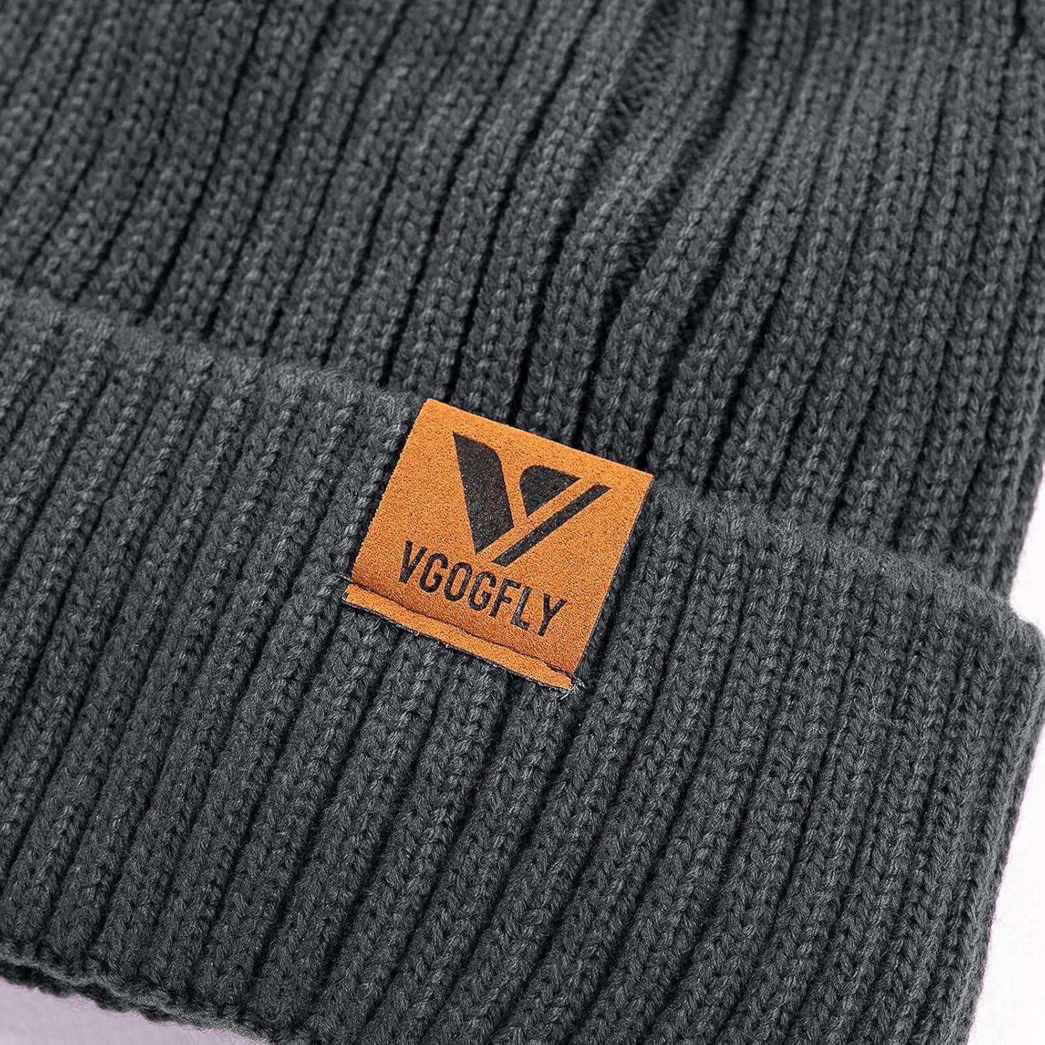 Gorro de Invierno Forrado Vgogfly para Hombre Gris Oscuro
