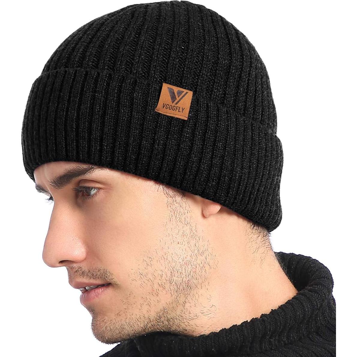 Gorro de Invierno Forrado Vgogfly para Hombre Gris Oscuro
