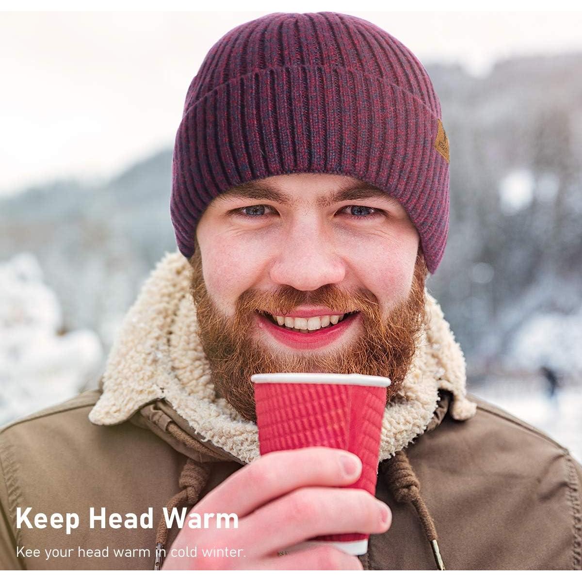 Gorro de Invierno Forrado Vgogfly para Hombre Gris Oscuro